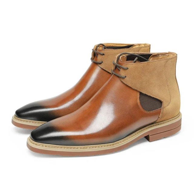 Right side profile of two-tone chukka ankle boots-Colinshoes
