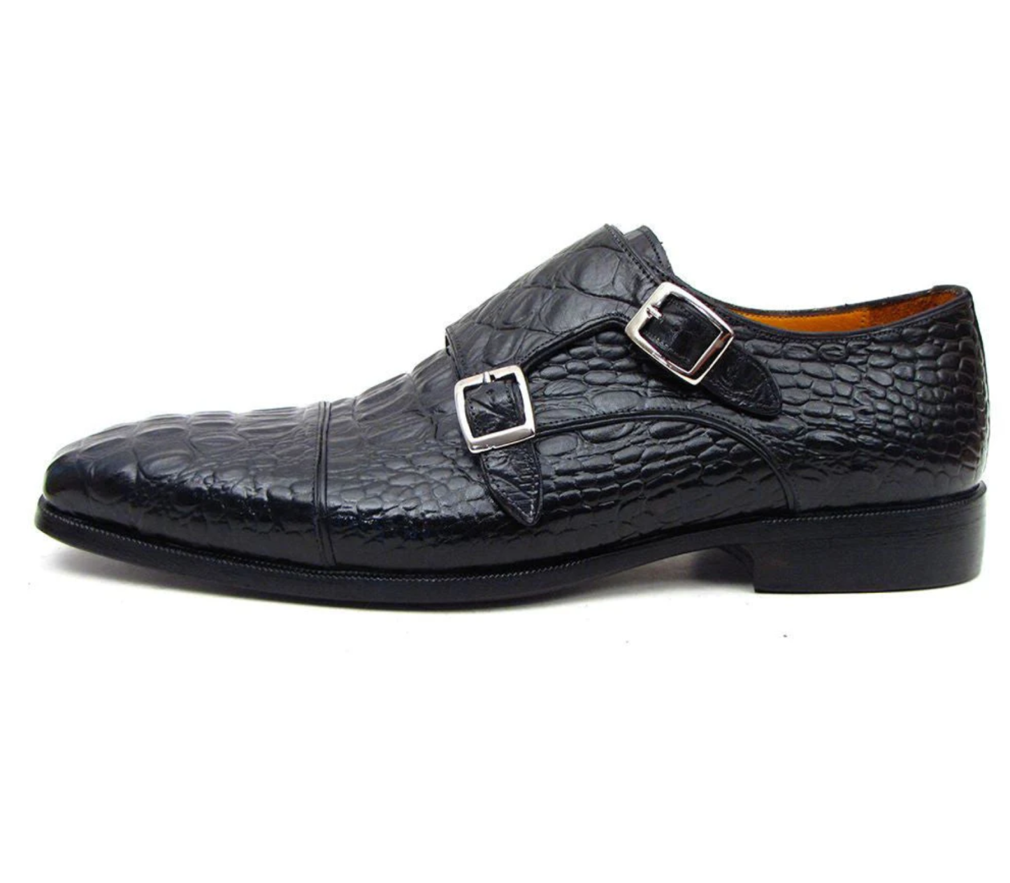 Genuine leather monk strap shoes