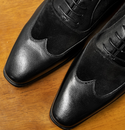 Premium Black Leather & Suede Oxford Shoes