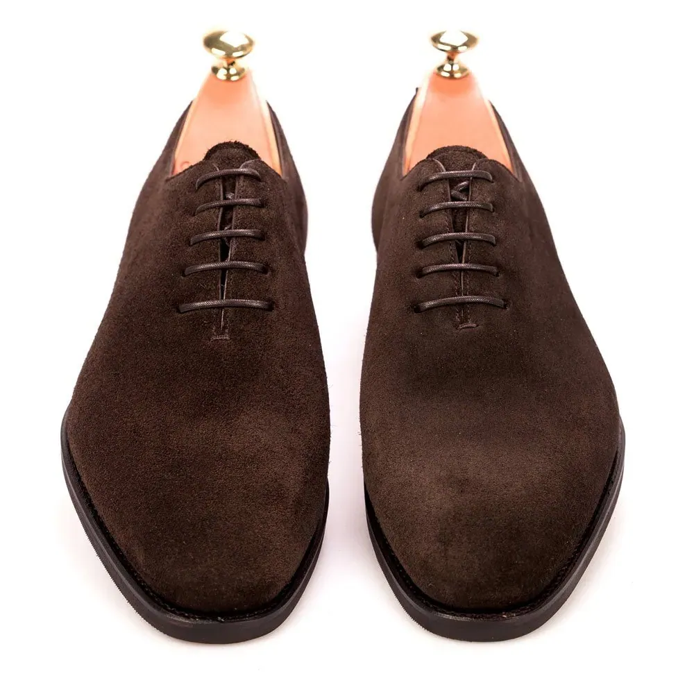 Handmade Brown Suede Wholecut Oxford Shoes
