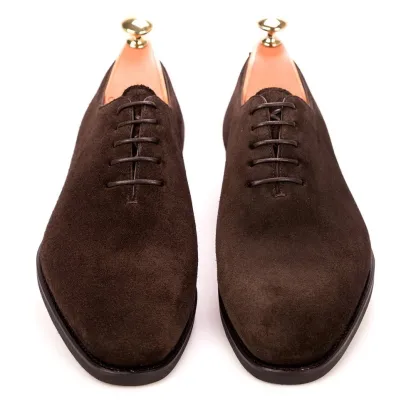 Handmade Brown Suede Wholecut Oxford Shoes