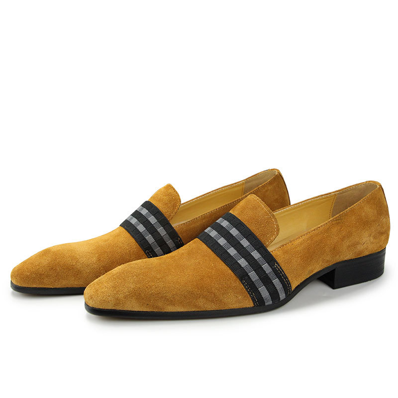 Effortless Style Soft Suede Stripe Accent Loafers