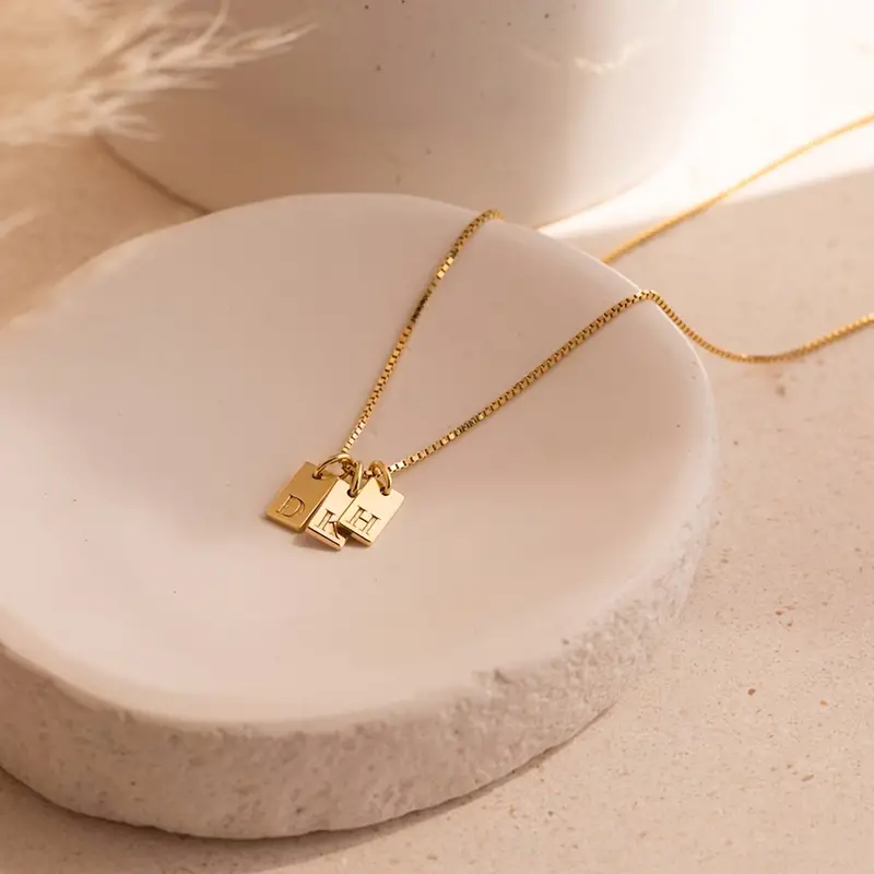 Sterling 925 Prata Hipoalergênico Colar Retângulo Pingente Carta Padrão Pingente Colar Na Moda Presente Feminino detalhes 1