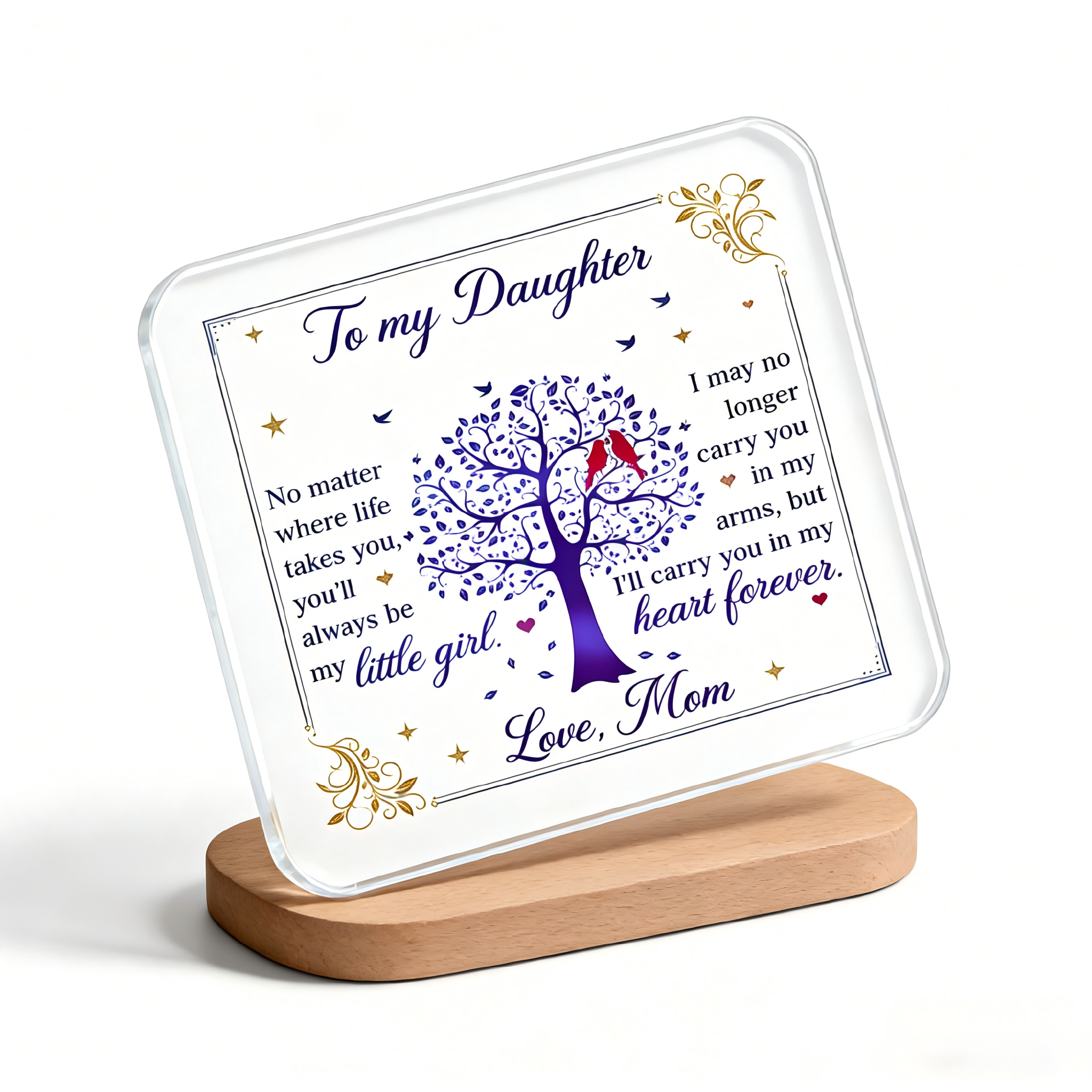 To My Daughter From Mom Little Girl Heart Forever Printed Square Shaped Acrylic Plaque