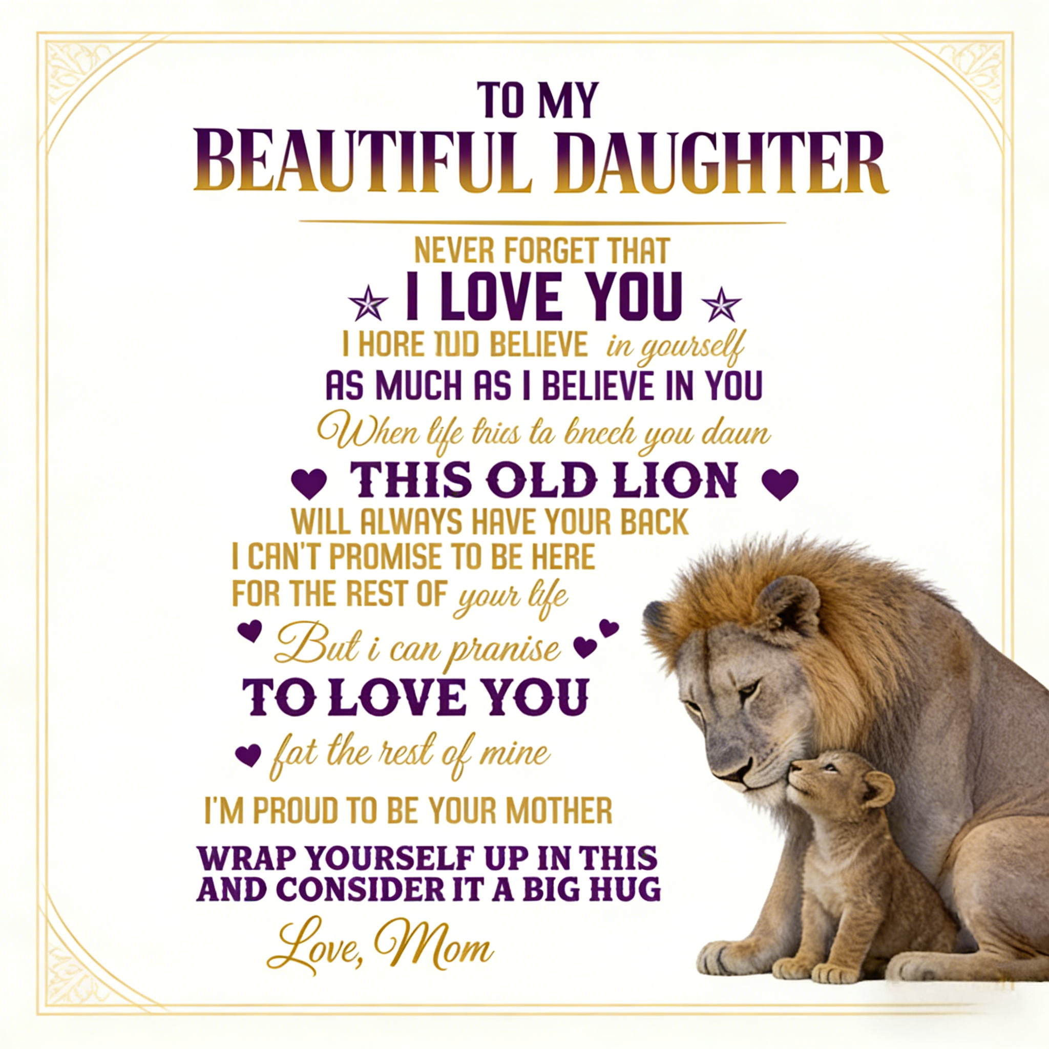 To My Daughter - From Mom - Lion - Premium Blanket