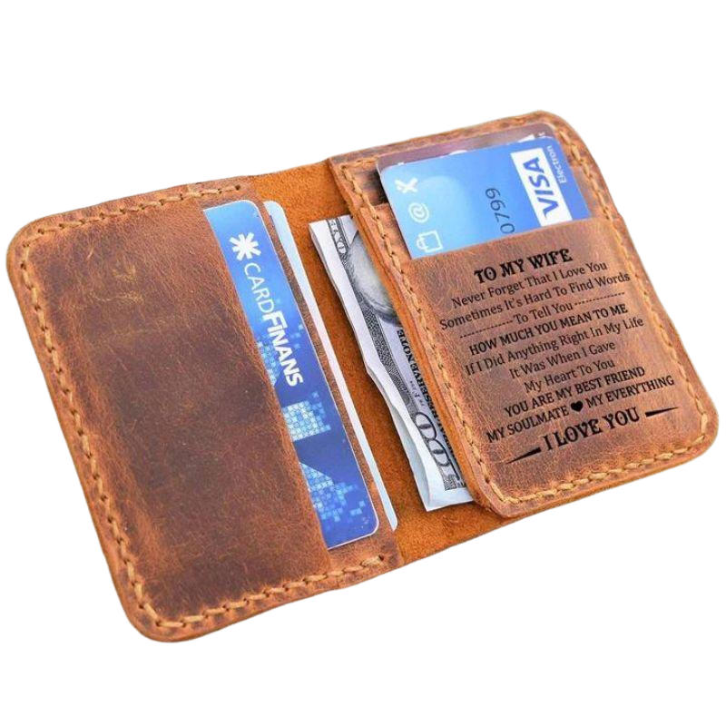 To My Wife From Husband - Leather Bifold Wallet