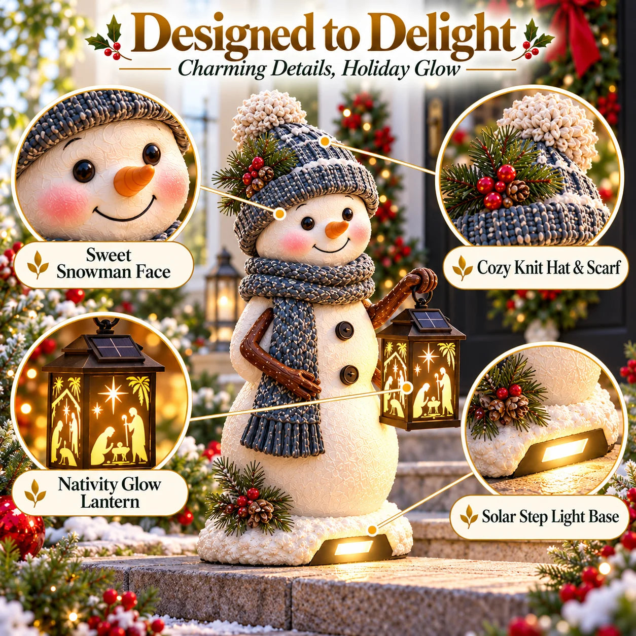 Snowman Christmas decoration detail features