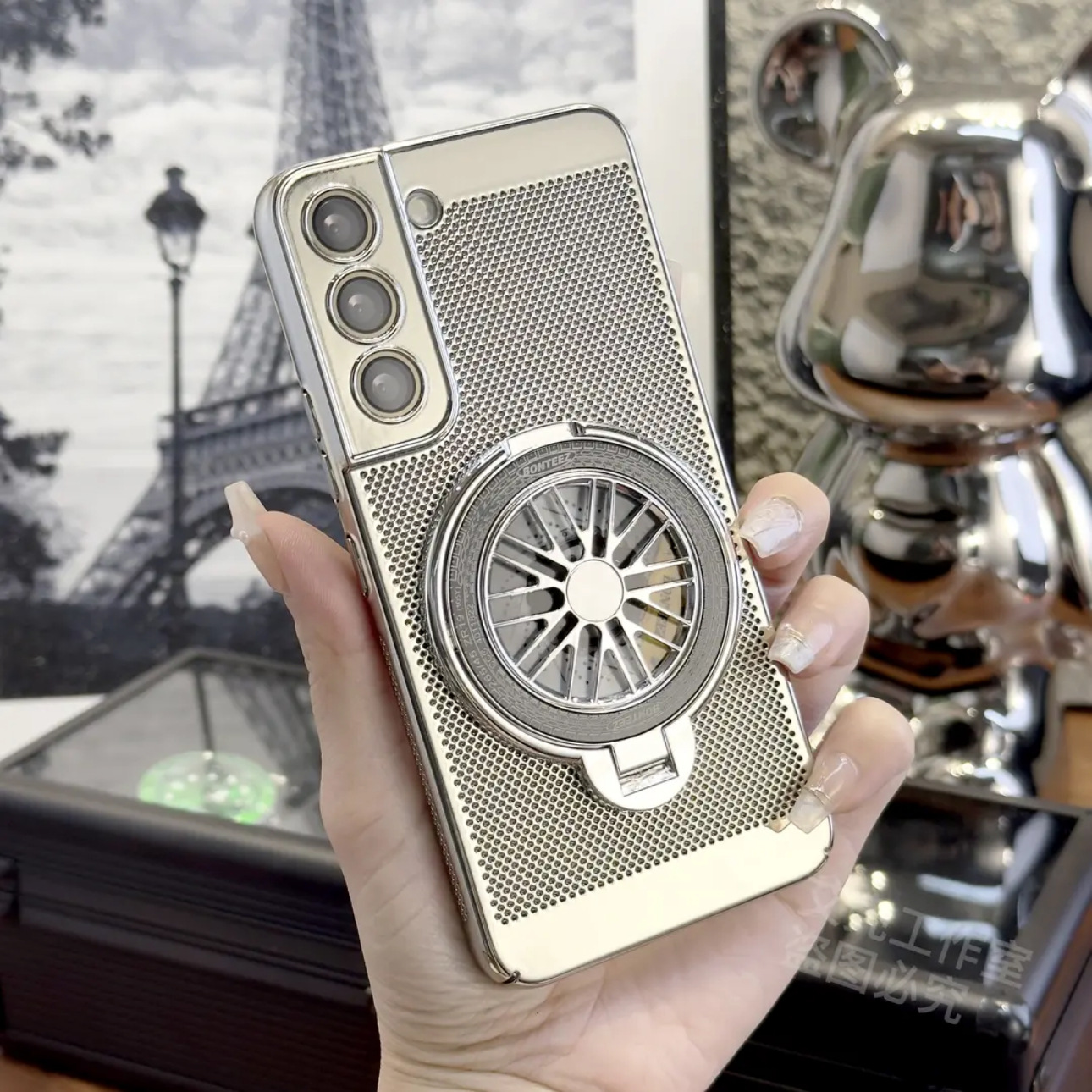 Samsung electroplated honeycomb Heat Dissipation phone case, gyro holder, all-round protection