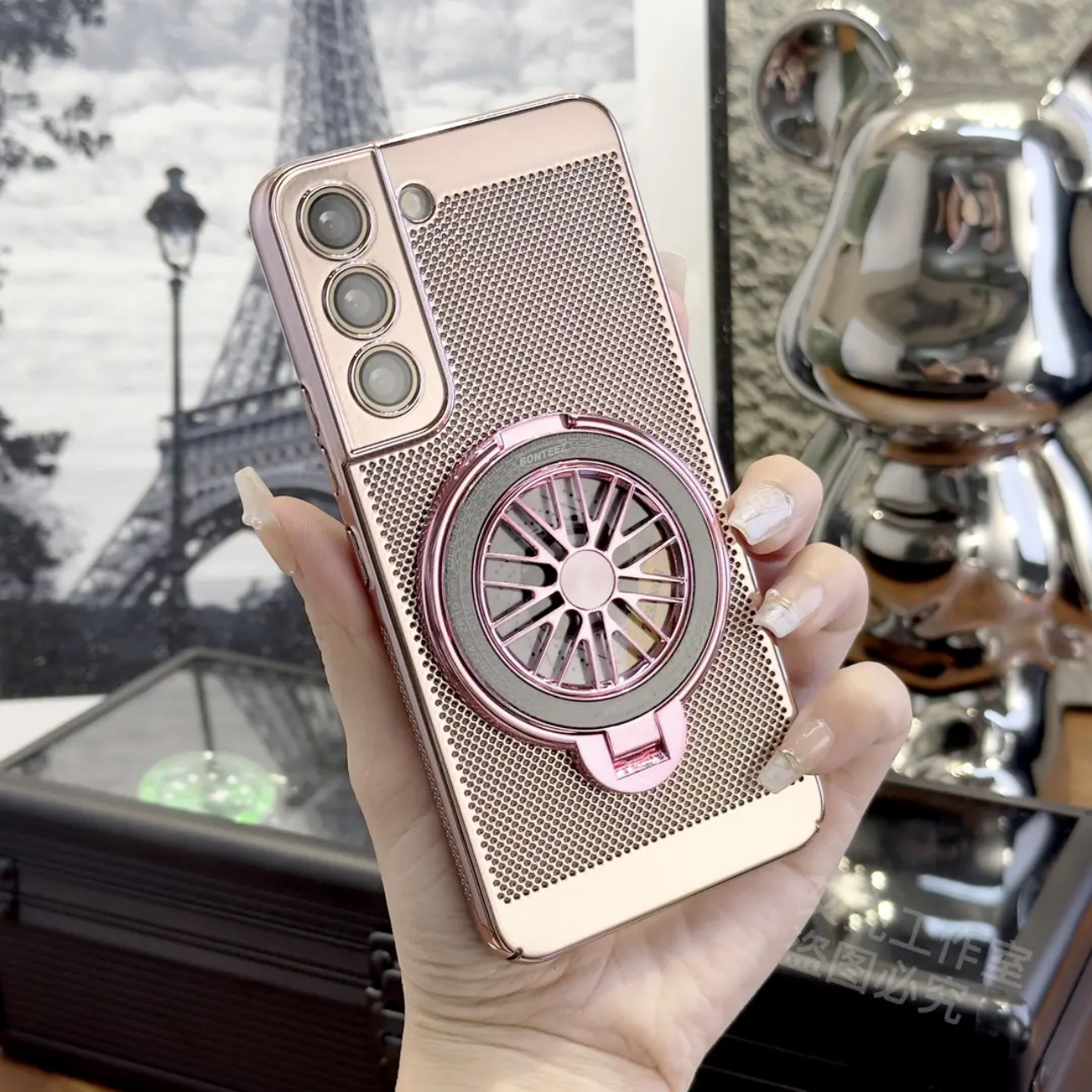 Samsung electroplated honeycomb Heat Dissipation phone case, gyro holder, all-round protection