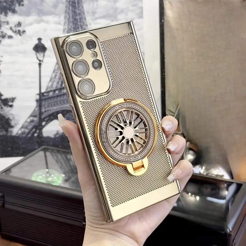 Samsung electroplated honeycomb Heat Dissipation phone case, gyro holder, all-round protection