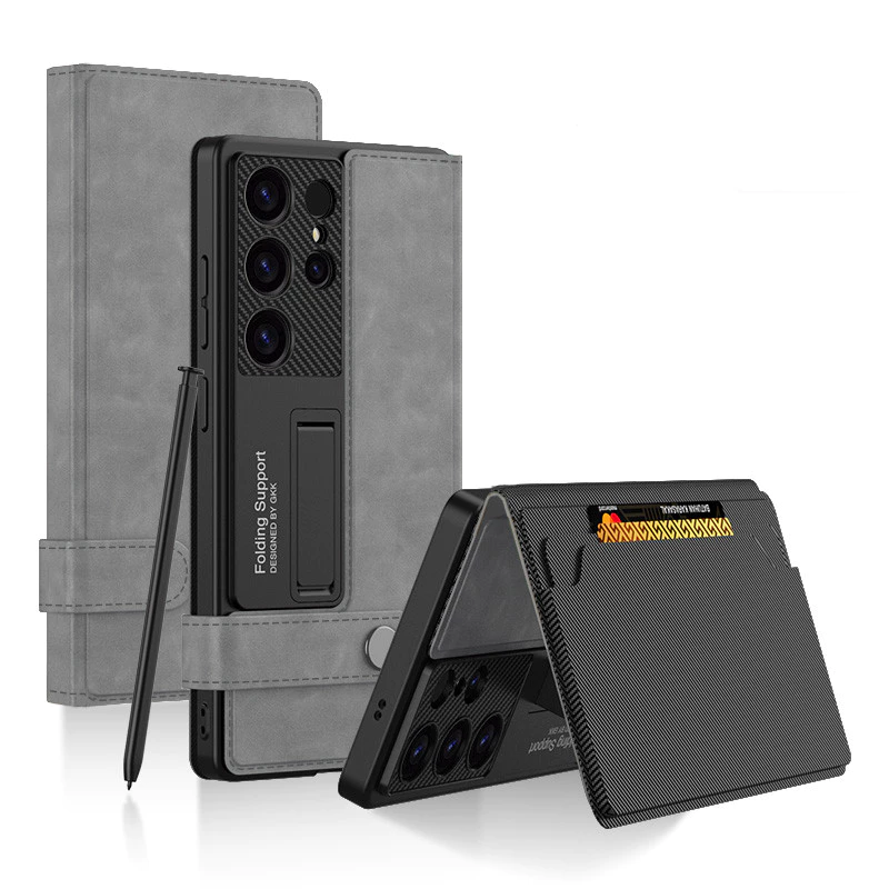 Samsung Galaxy Case GKK Rotating Buckle Clamshell Matte Leather Wallet Book Flip Stand Cover With Card Slots