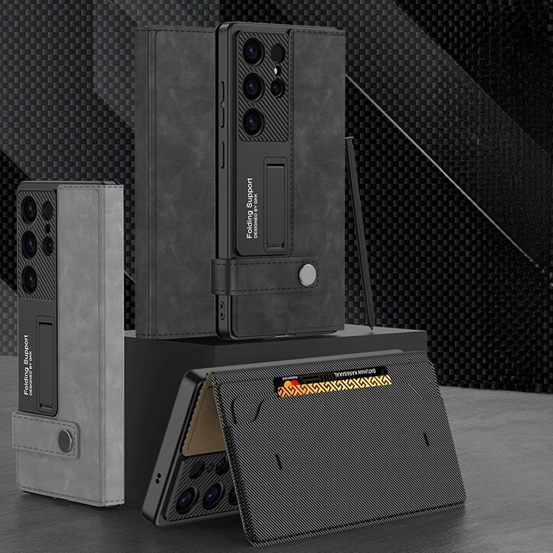 Samsung Galaxy Case GKK Rotating Buckle Clamshell Matte Leather Wallet Book Flip Stand Cover With Card Slots