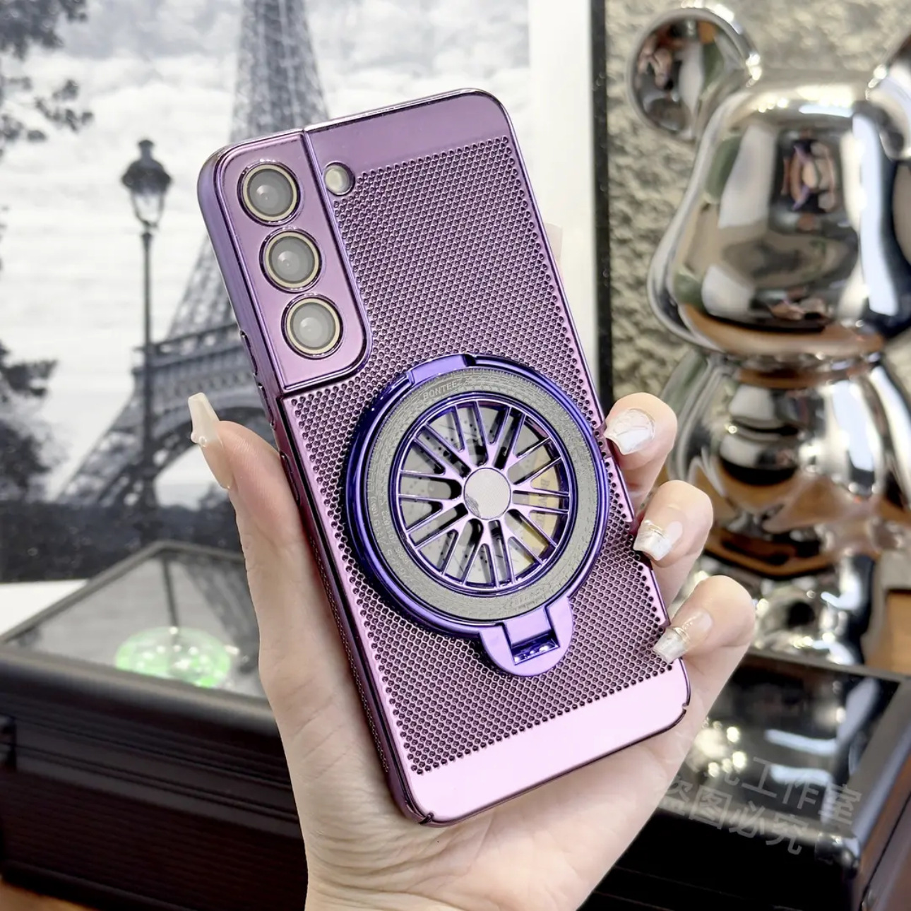 Samsung electroplated honeycomb Heat Dissipation phone case, gyro holder, all-round protection