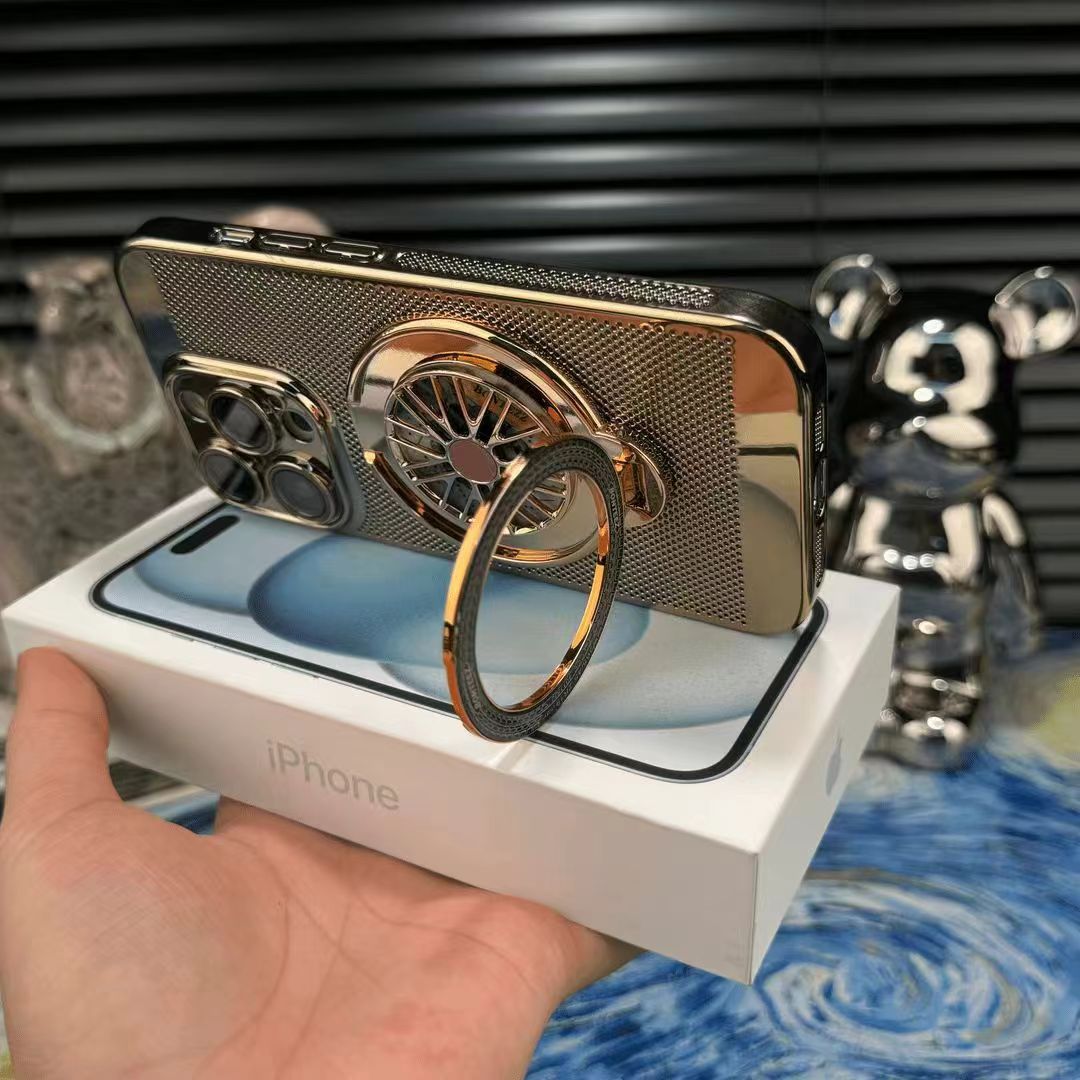 iPhone electroplated honeycomb Heat Dissipation phone case, gyro holder, all-round protection