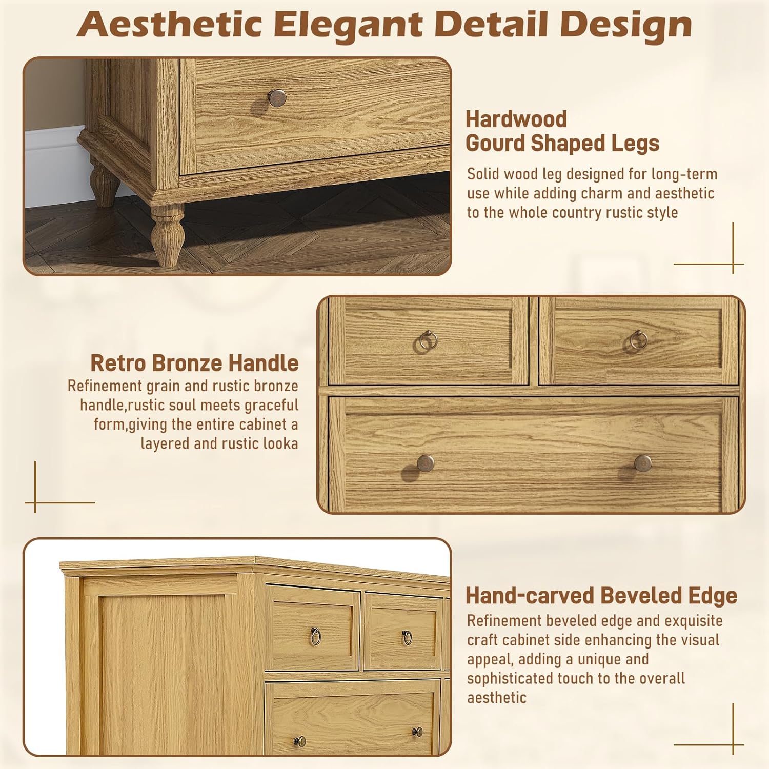 ChVans 65 inch Large Long Drawer Dresser, 8 Drawer Dresser for Bedroom, Modern Farmhouse Wood Wide Chest of Drawers, Storage Dressers for Bedroom, Living Room & Hallway