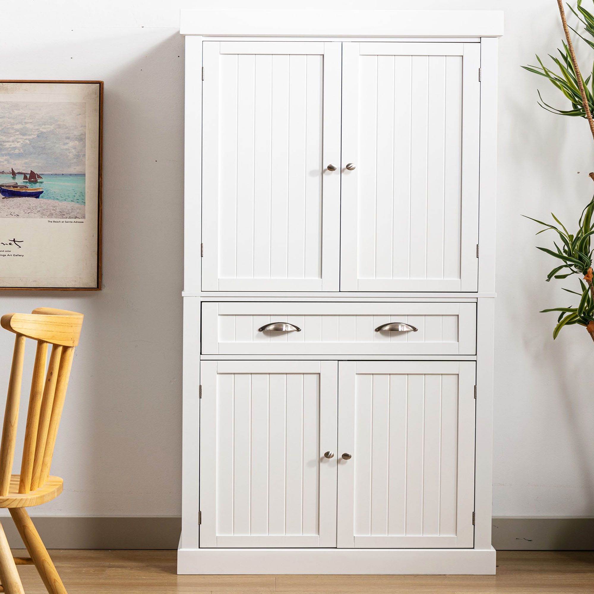 Kitchen Pantry Storage Cabinet, 72" Traditional Kitchen Pantry Cabinet, 6-Tier Freestanding Buffet Cupboards for Kitchen Storage