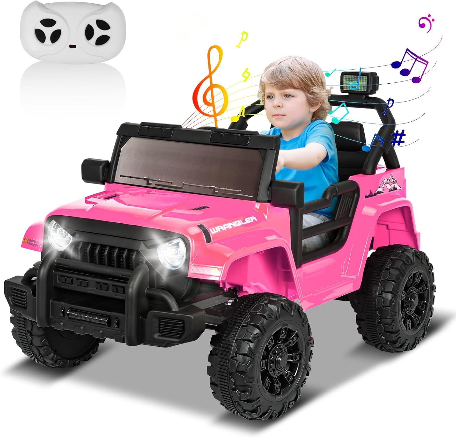 ChVans 12V Kids Electric Ride on Car, Kid Car with Parents Remote Control, Kids' Electric Vehicle, Battery Powered Wheels Truck with USB Ports, MP3 Player, for Boys, Girls