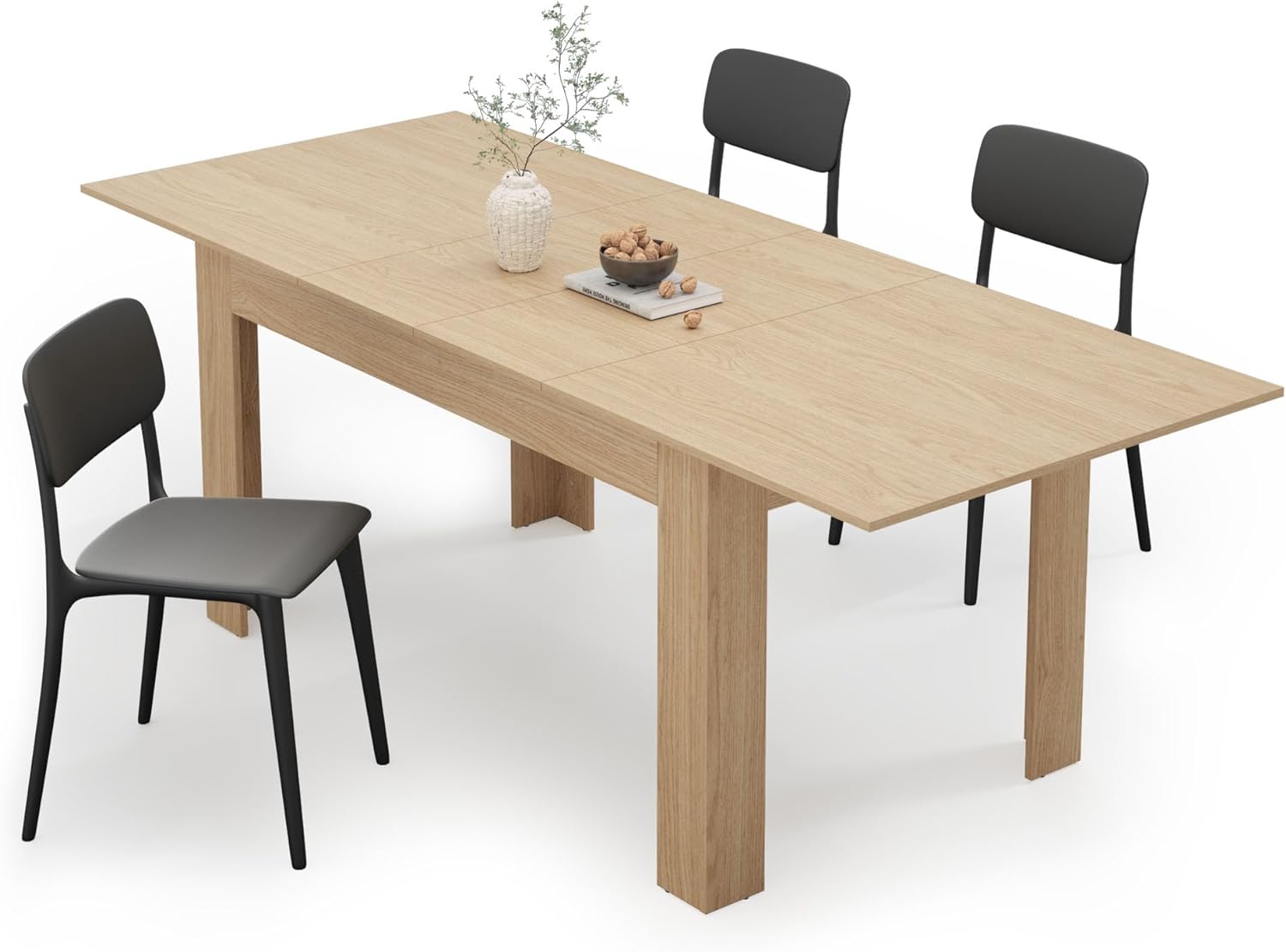 ChVans Large Mobile Extendable Dining Table for 6-10, Modern Wood Kitchen Table Rectangular Table for Dining Room, Living Room