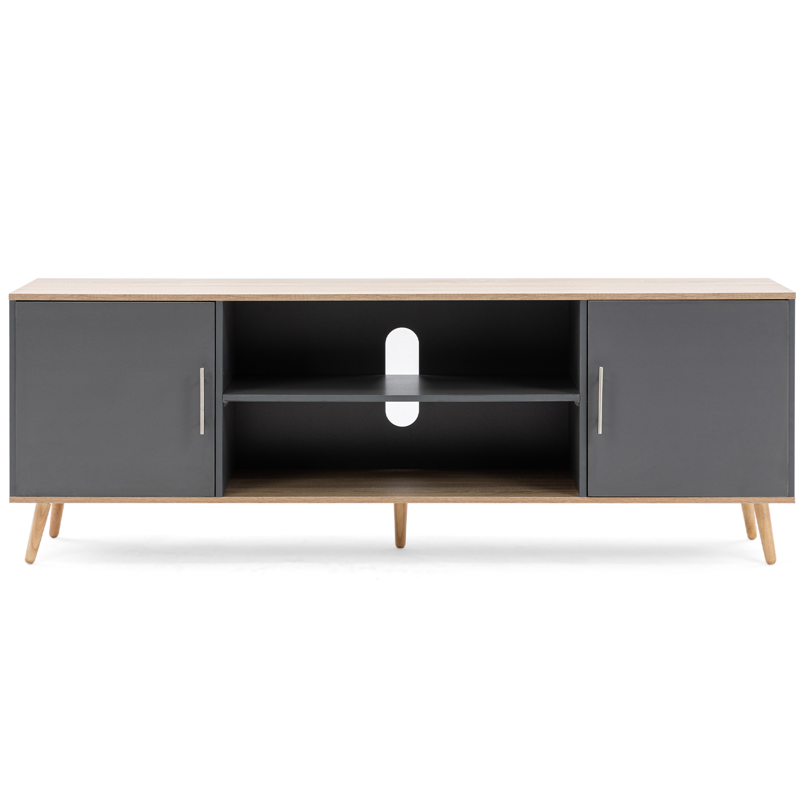 ChVans 70 Inch Mid Century Modern TV Stand for TVs up to 75 inches, Wood TV Stand with Storage, Entertainment Center for Living Room Bedroom, TV Media Console