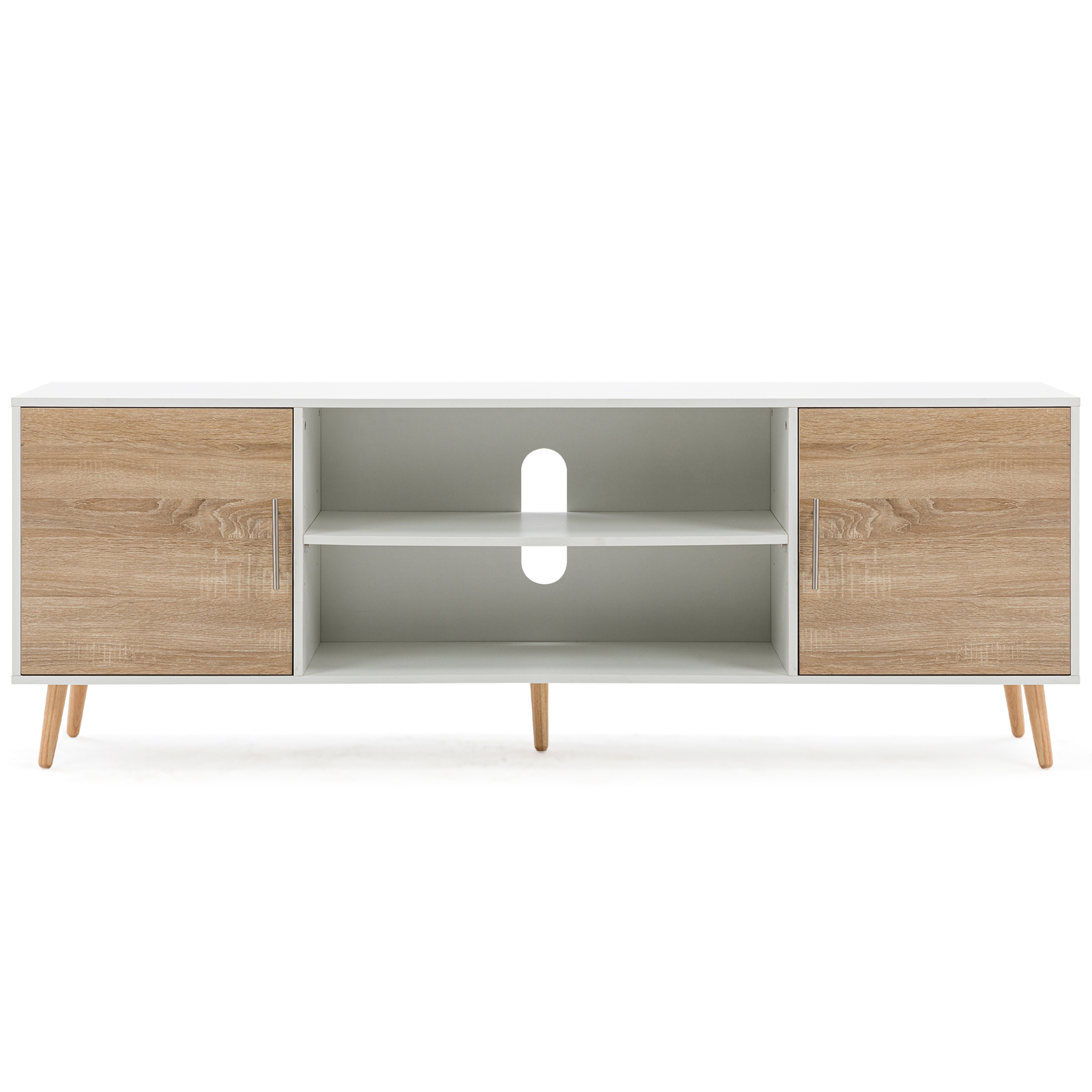 ChVans 70 Inch Mid Century Modern TV Stand for TVs up to 75 inches, Wood TV Stand with Storage, Entertainment Center for Living Room Bedroom, TV Media Console