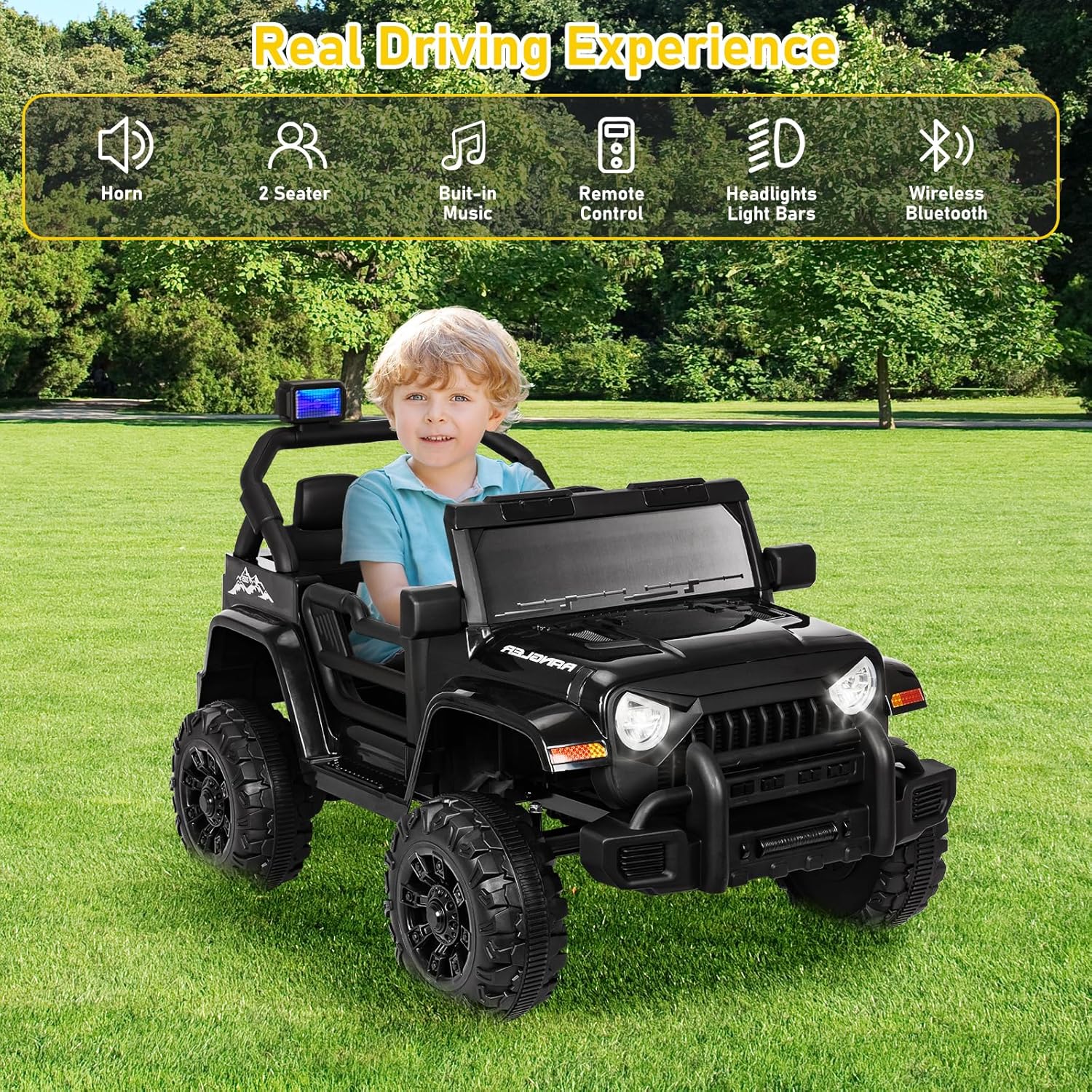 ChVans 12V Kids Electric Ride on Car, Kid Car with Parents Remote Control, Kids' Electric Vehicle, Battery Powered Wheels Truck with USB Ports, MP3 Player, for Boys, Girls