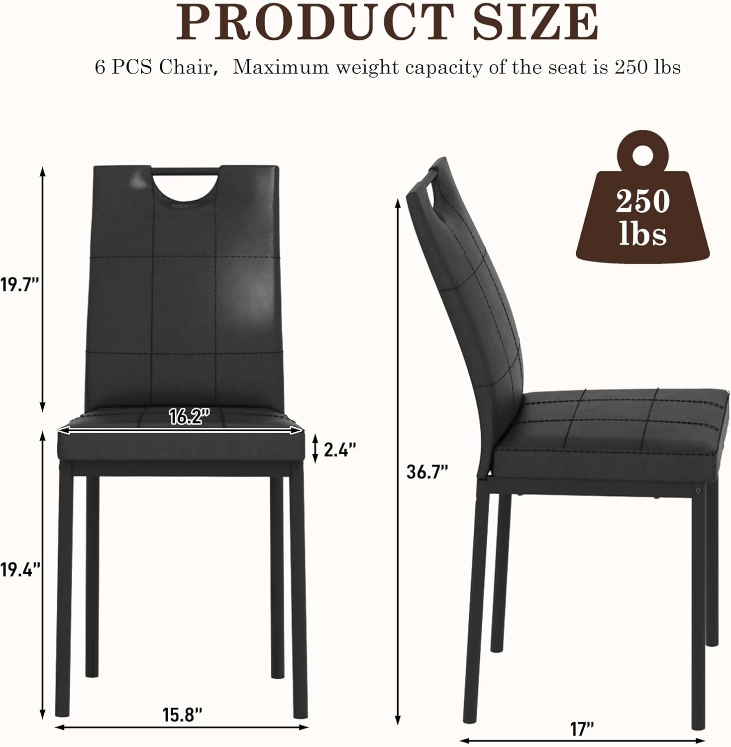 ANPOO 7-Piece Kitchen Dining Set for 4-8 People, 71" Rectangle Waterproof Wooden Table with 6 Chairs, Easy Clean Farmhouse Dining Table for Dining Room & Kitchen