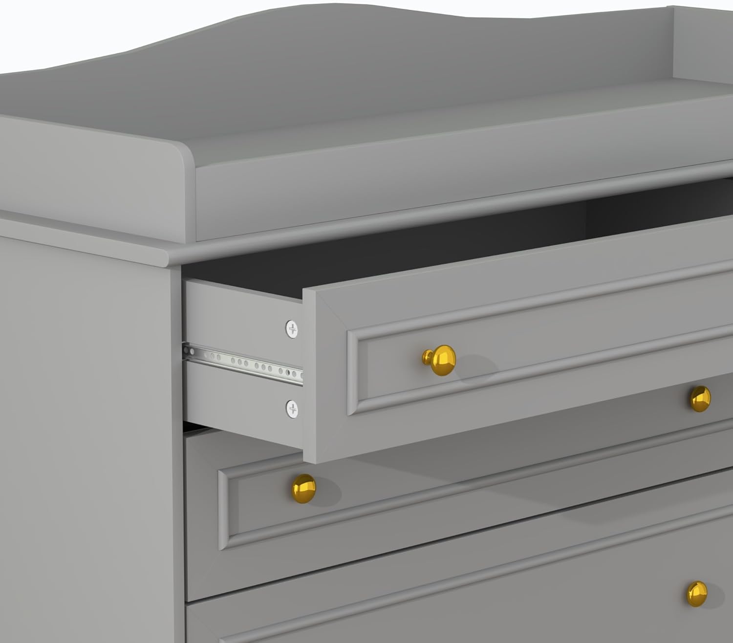 ChVans Changing Table Dresser, Baby Classic Nursery Dresser with 5 Drawers and 2 Shelves, Wood Chest of Drawers Nursery Storage Kids Organizer