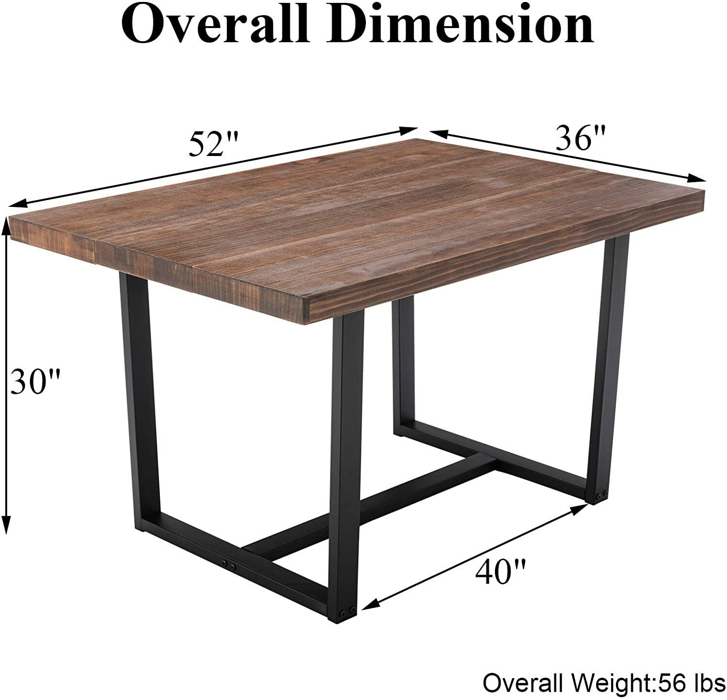 ChVans Dining Table for 4-6 Person, Rustic Farmhouse Solid Wood Dining Table with Metal Frame for Kitchen Meal(Brown-72 in Dining Table)