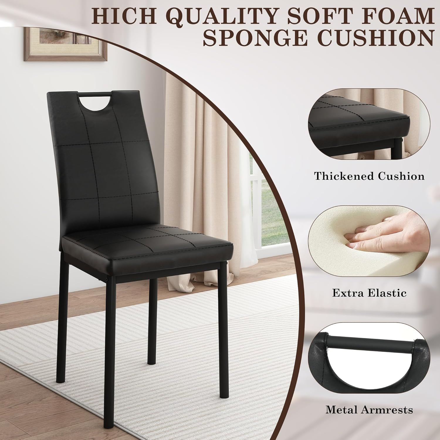 ANPOO 7-Piece Kitchen Dining Set for 4-8 People, 71" Rectangle Waterproof Wooden Table with 6 Chairs, Easy Clean Farmhouse Dining Table for Dining Room & Kitchen