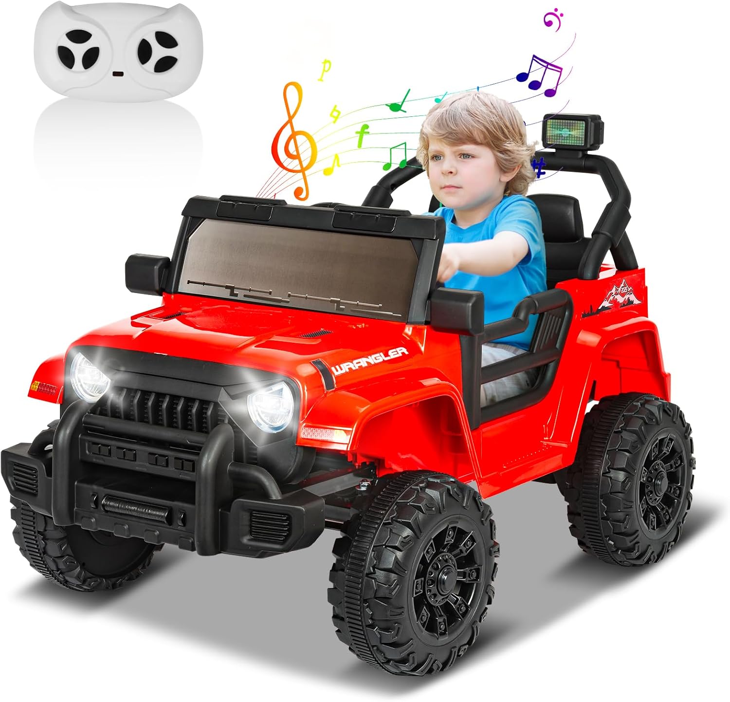 ChVans 12V Kids Electric Ride on Car, Kid Car with Parents Remote Control, Kids' Electric Vehicle, Battery Powered Wheels Truck with USB Ports, MP3 Player, for Boys, Girls