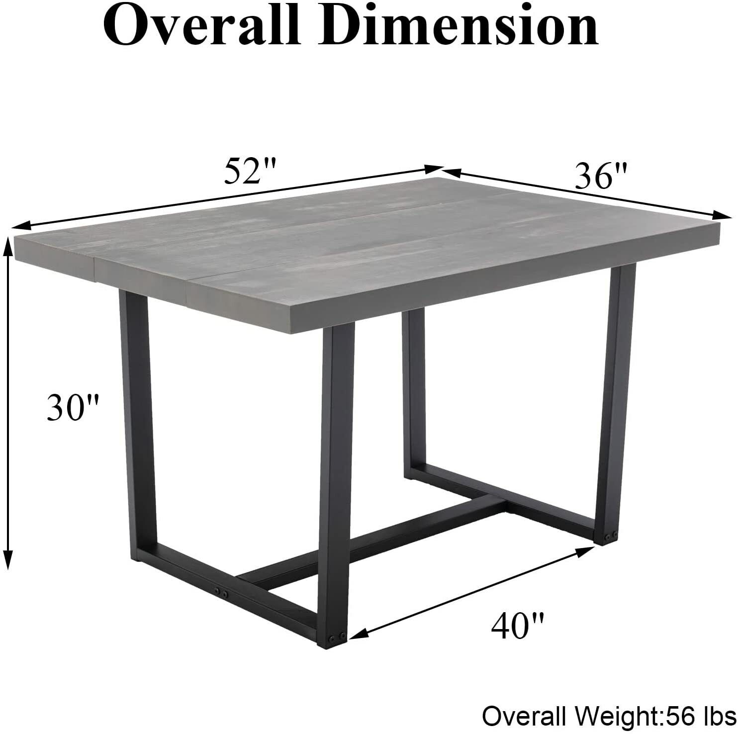 ChVans Dining Table for 4-6 Person, Rustic Farmhouse Solid Wood Dining Table with Metal Frame for Kitchen Meal(Brown-72 in Dining Table)