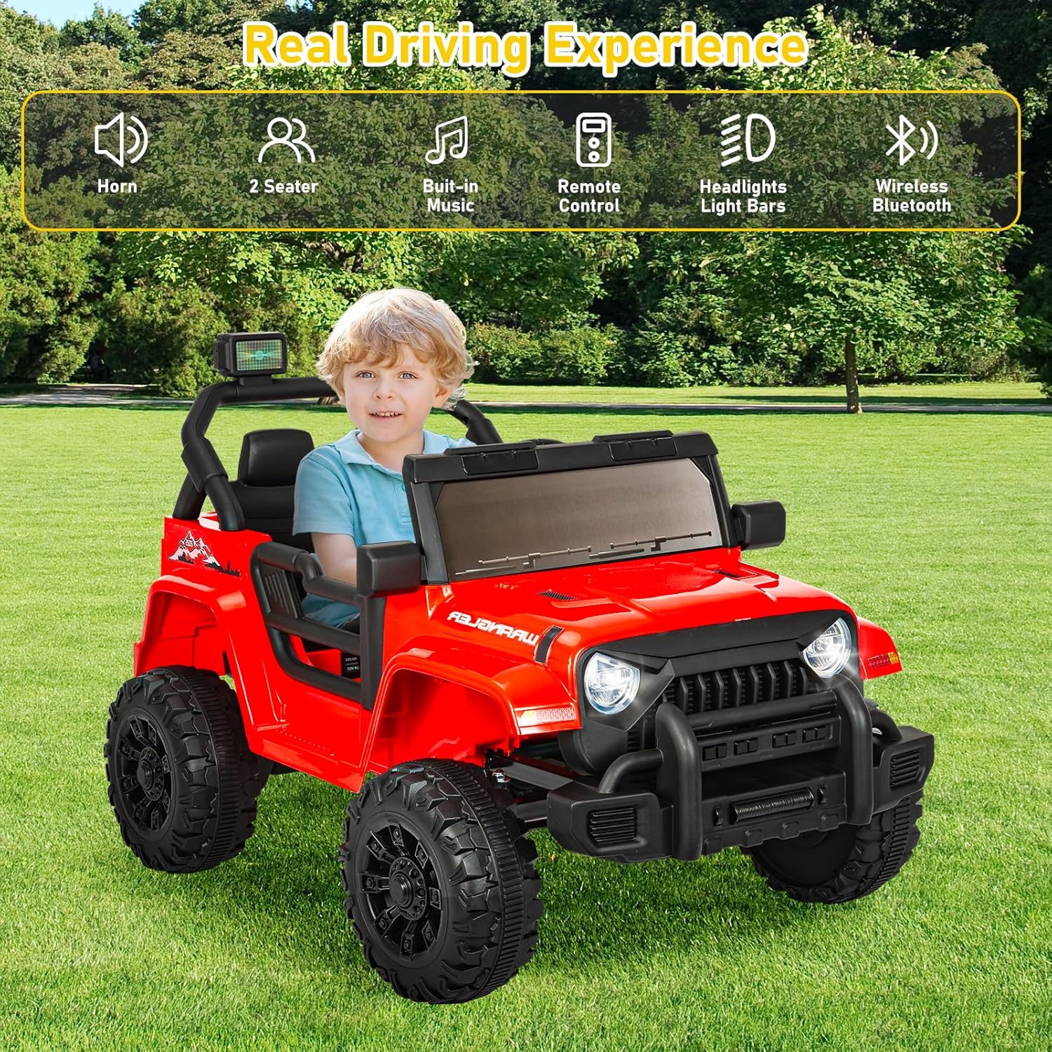 ChVans 12V Kids Electric Ride on Car, Kid Car with Parents Remote Control, Kids' Electric Vehicle, Battery Powered Wheels Truck with USB Ports, MP3 Player, for Boys, Girls