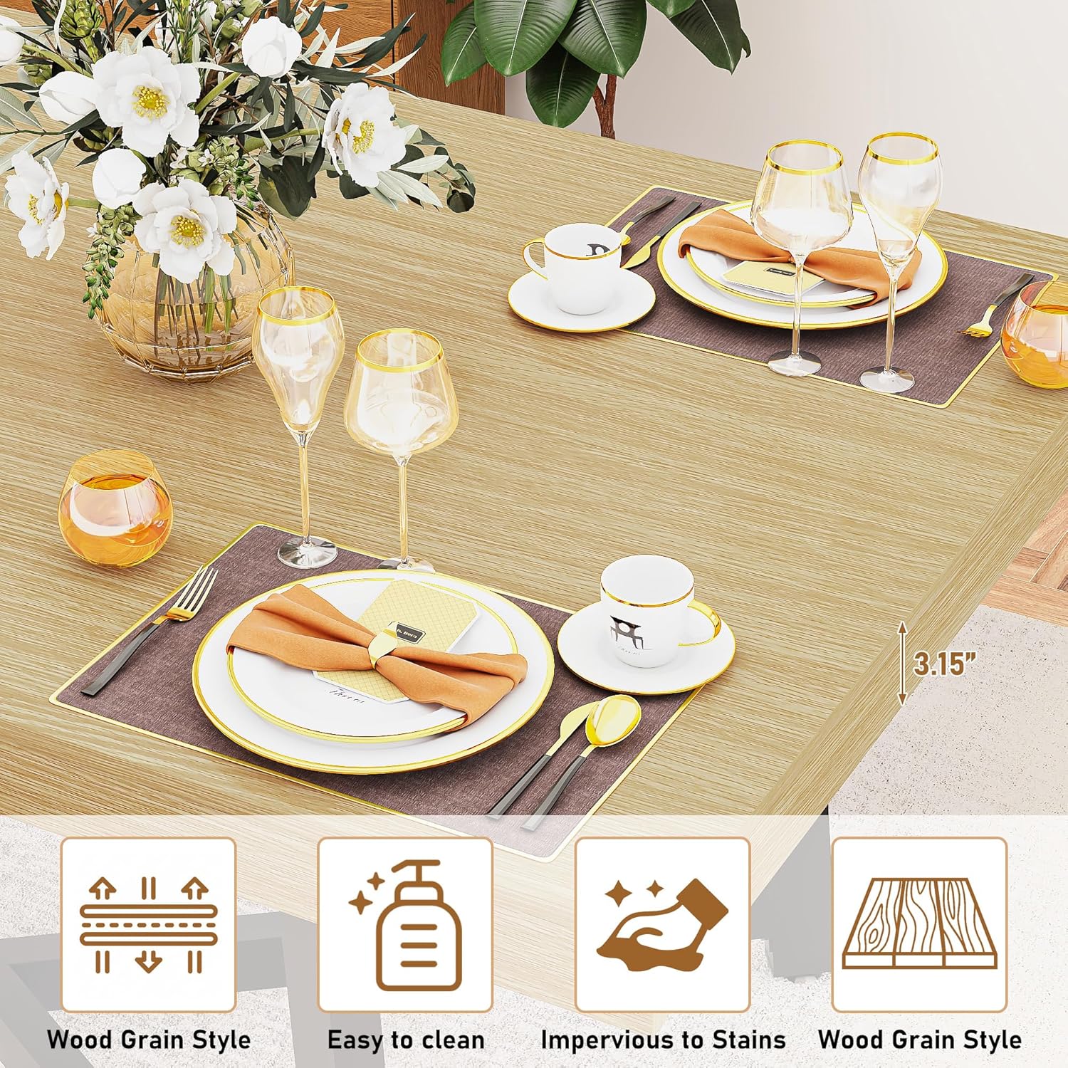 ChVans 71 Inch Farmhouse Dining Table for 4-8 People, Large Kitchen Table with Adjustable Heavy Duty Metal Leg, Rectangular Dining Table for Gathering, Kitchen, Dining Living Room