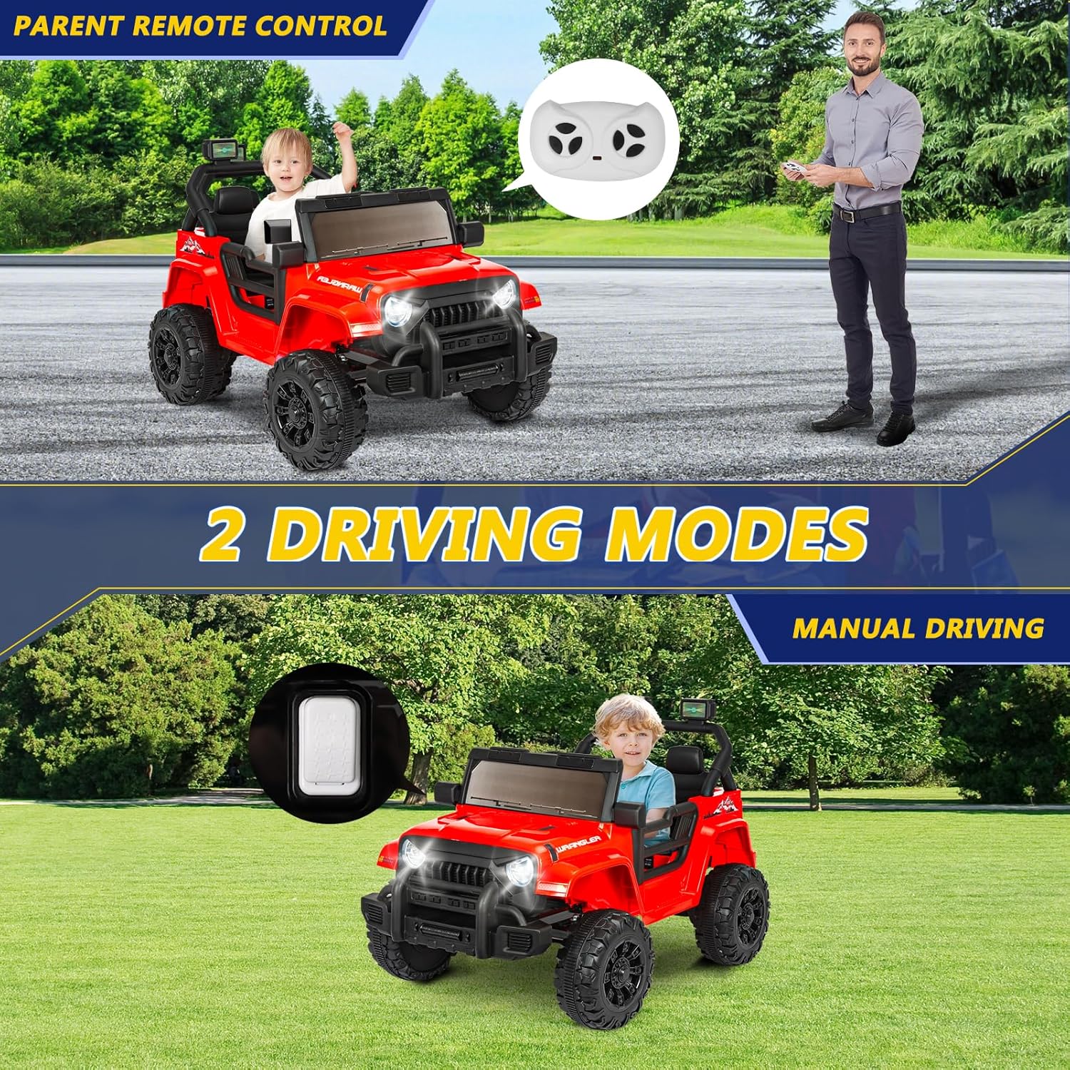 ChVans 12V Kids Electric Ride on Car, Kid Car with Parents Remote Control, Kids' Electric Vehicle, Battery Powered Wheels Truck with USB Ports, MP3 Player, for Boys, Girls