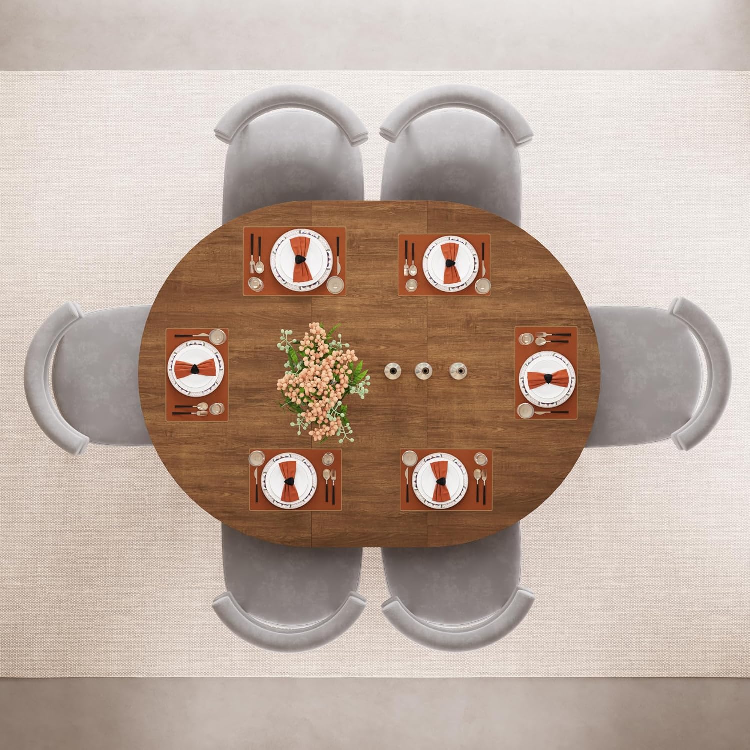 ChVans 47"-63" Extendable Round Dining Table for 4-8 Person, Modern Large Dinner Kitchen Table for Kitchen Dining Room, Save Space