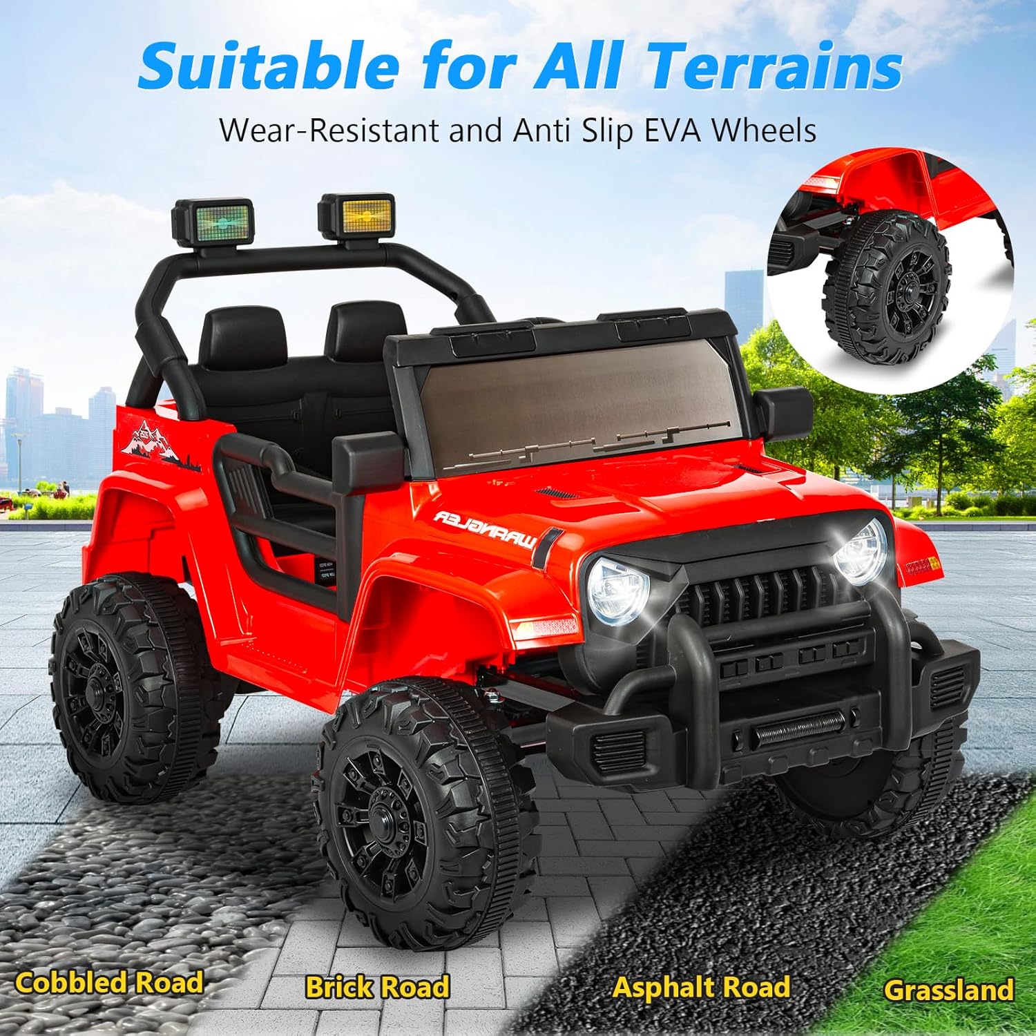 ChVans 12V Kids Electric Ride on Car, Kid Car with Parents Remote Control, Kids' Electric Vehicle, Battery Powered Wheels Truck with USB Ports, MP3 Player, for Boys, Girls