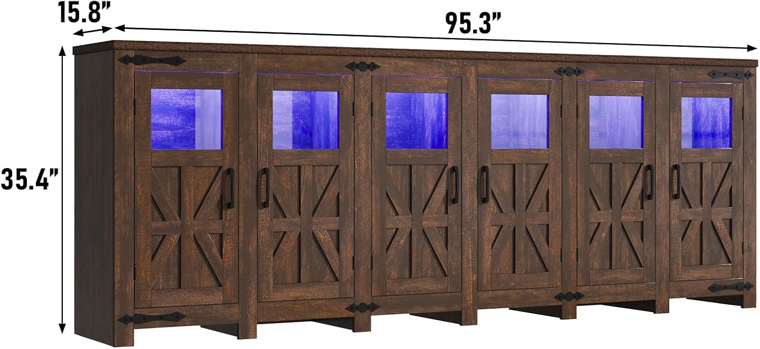 ChVans LED Farmhouse TV stand for up to 85" TVs with Power Outlet, 74" Large Entertainment Center Console Table, 33.5" Tall Rustic Media Console w/Storage Shelves for Living Room