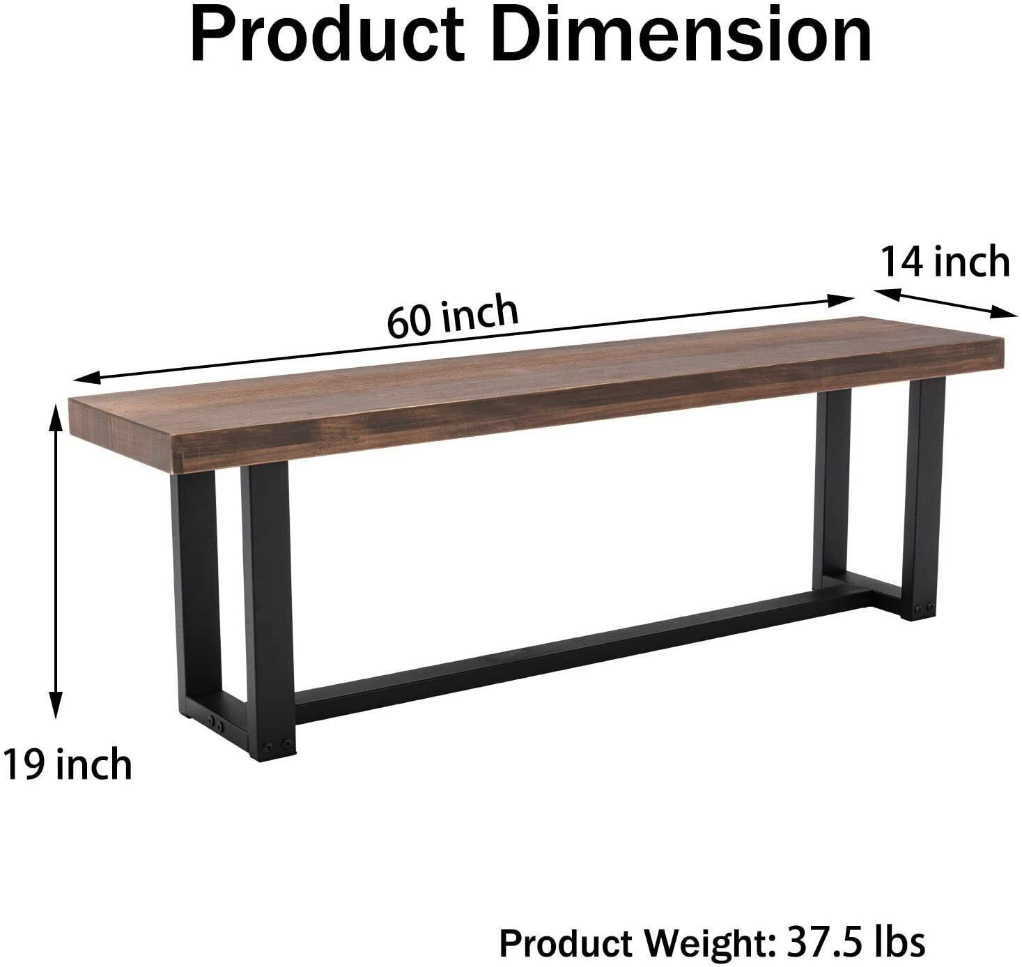 ChVans Dining Table for 4-6 Person, Rustic Farmhouse Solid Wood Dining Table with Metal Frame for Kitchen Meal(Brown-72 in Dining Table)