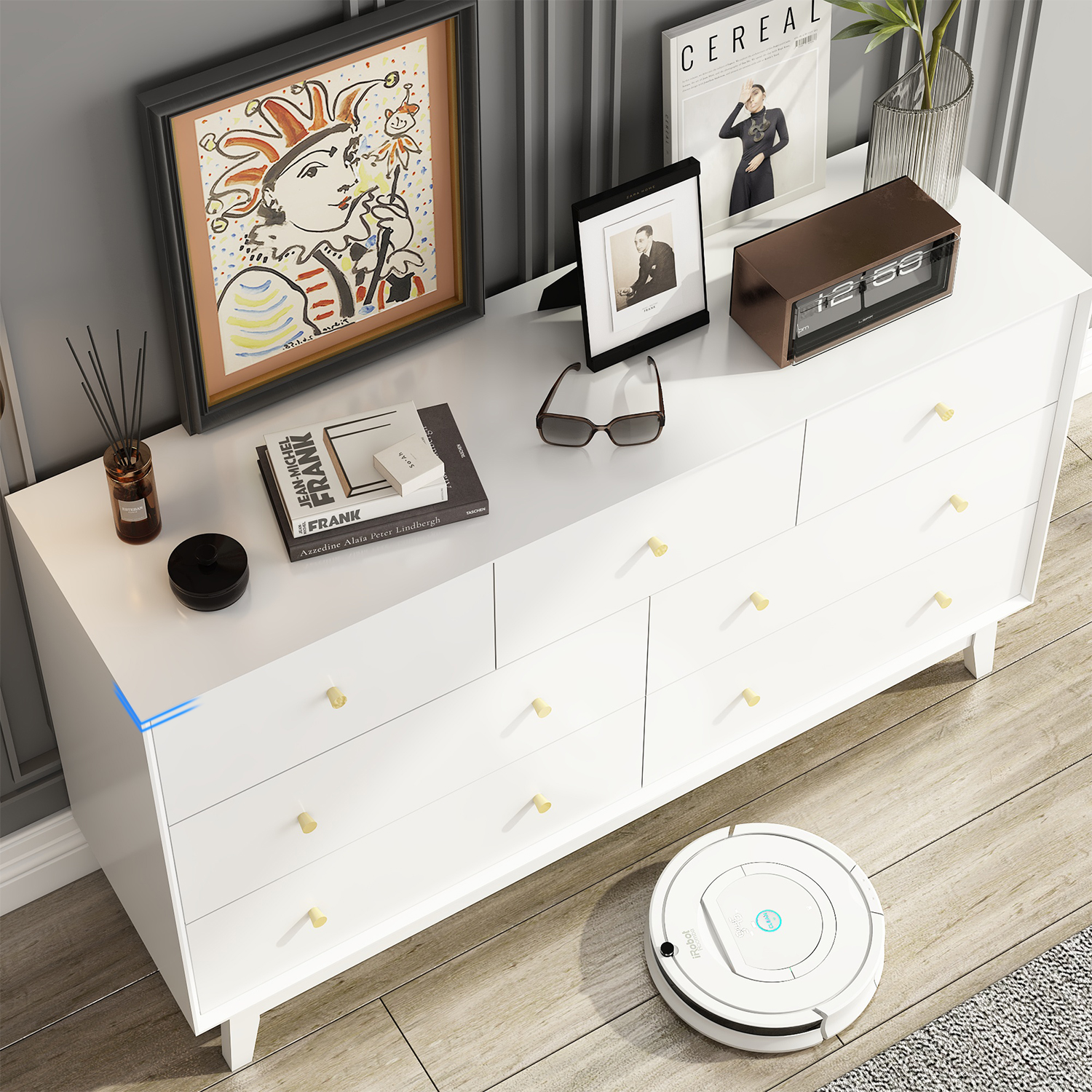 ChVans 7 Drawer Dresser for Bedroom, Wood Dressers with Metal Handles, Storage Cabinet Dressers for Bedroom, Hallway, Kids Room, Entryway, Hallway