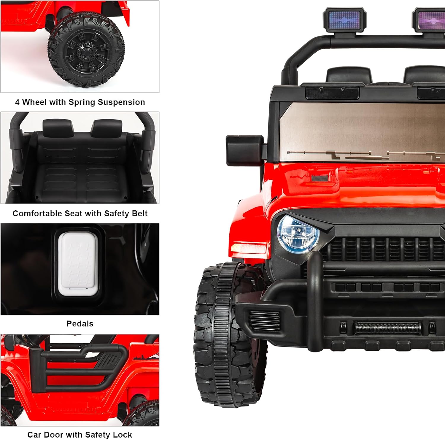 ChVans 12V Kids Electric Ride on Car, Kid Car with Parents Remote Control, Kids' Electric Vehicle, Battery Powered Wheels Truck with USB Ports, MP3 Player, for Boys, Girls