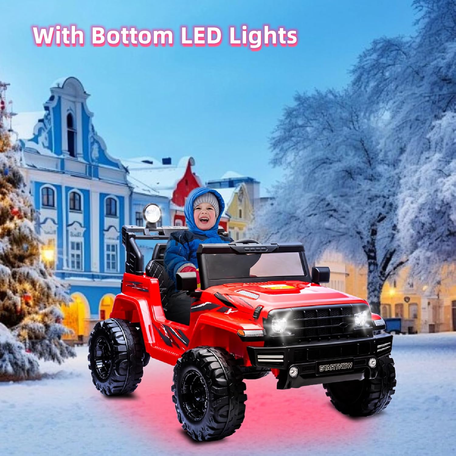24 Volt Kids Electric Car Kids Ride On Car with Remote Control, 2-Seater Battery Powered Toy Car with LED Lights, Wheels Suspension, Music, Horn, 110 lbs Load