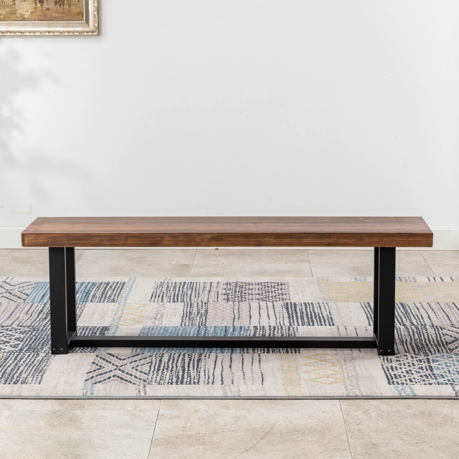 ChVans Dining Table for 4-6 Person, Rustic Farmhouse Solid Wood Dining Table with Metal Frame for Kitchen Meal(Brown-72 in Dining Table)