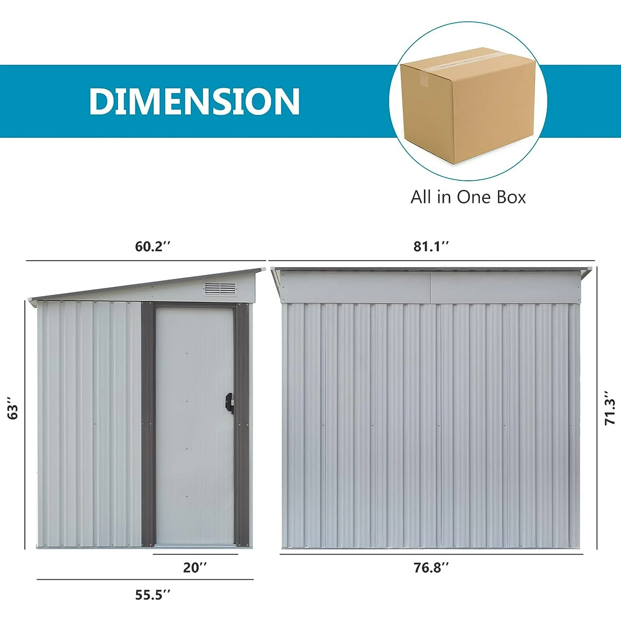 5' x 7' Outdoor Storage Shed, Metal Sheds & Outdoor Storage with Lockable Door and Vents, Garden Shed Tool Storage Shed for Backyard Patio Lawn, White