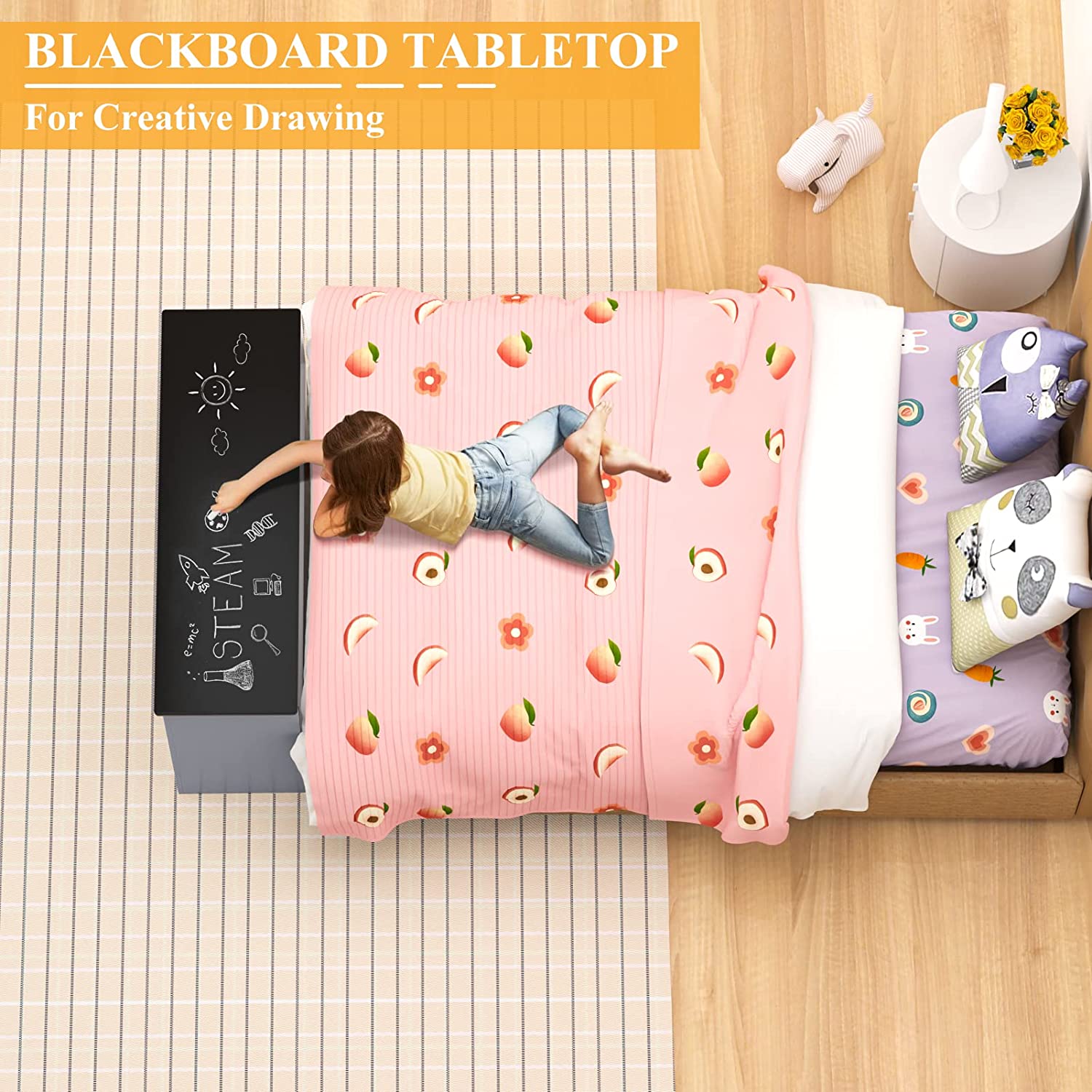 Yaoping Kids Toy Storage Organizer for Kids Room Organizers and Storage, 3 Storage Bins and Open Shelf for Playroom Storage