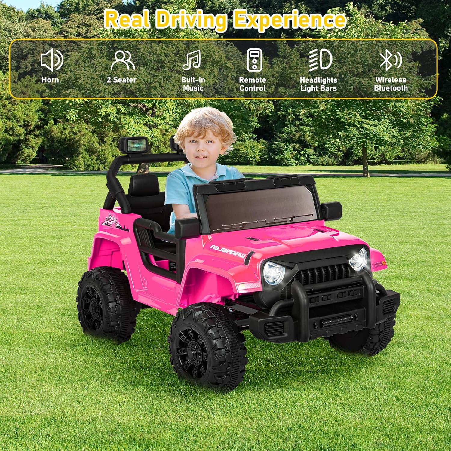 ChVans 12V Kids Electric Ride on Car, Kid Car with Parents Remote Control, Kids' Electric Vehicle, Battery Powered Wheels Truck with USB Ports, MP3 Player, for Boys, Girls