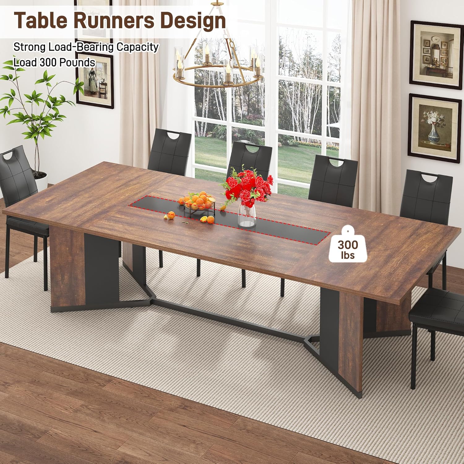 ANPOO 7-Piece Kitchen Dining Set for 4-8 People, 71" Rectangle Waterproof Wooden Table with 6 Chairs, Easy Clean Farmhouse Dining Table for Dining Room & Kitchen