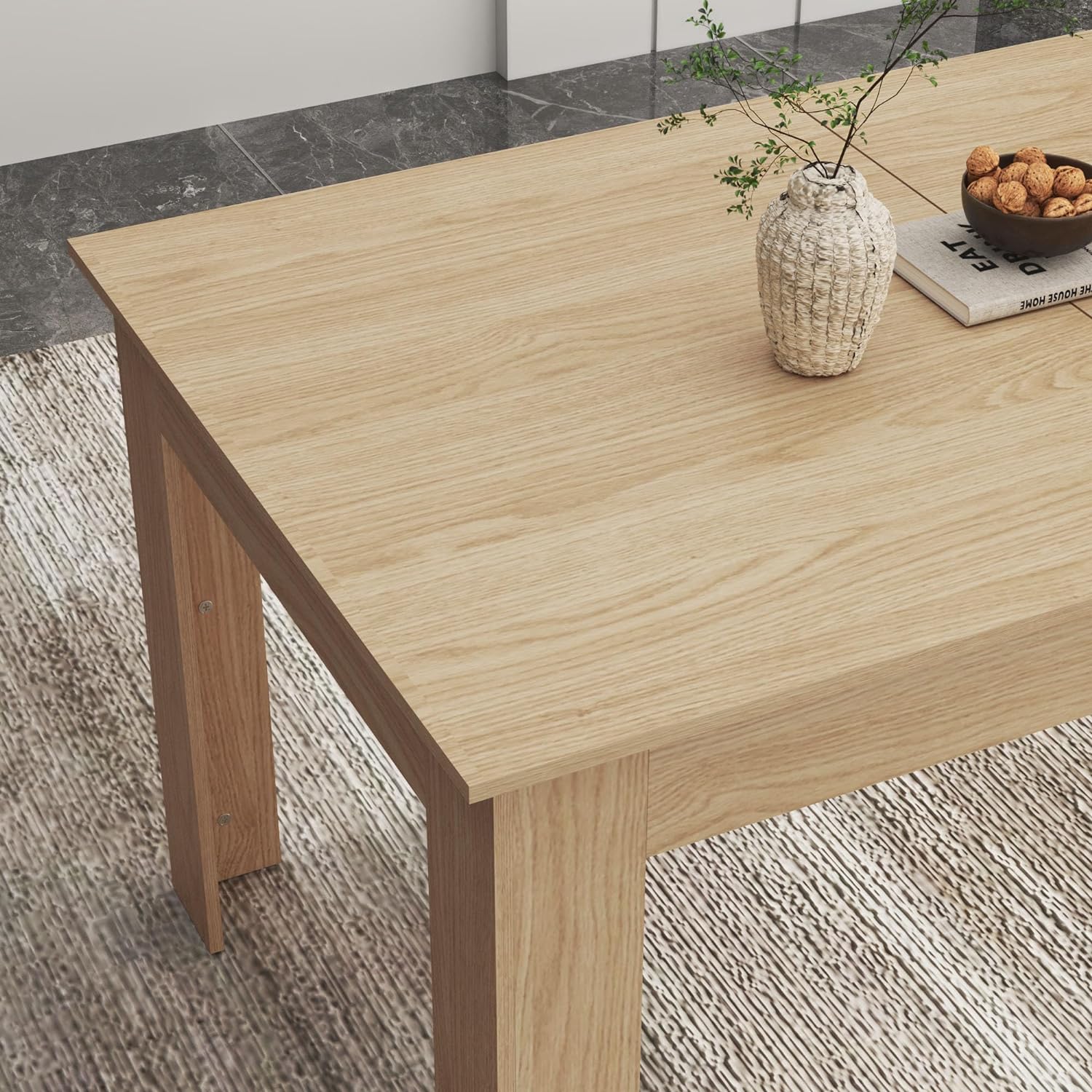 ChVans Large Mobile Extendable Dining Table for 6-10, Modern Wood Kitchen Table Rectangular Table for Dining Room, Living Room