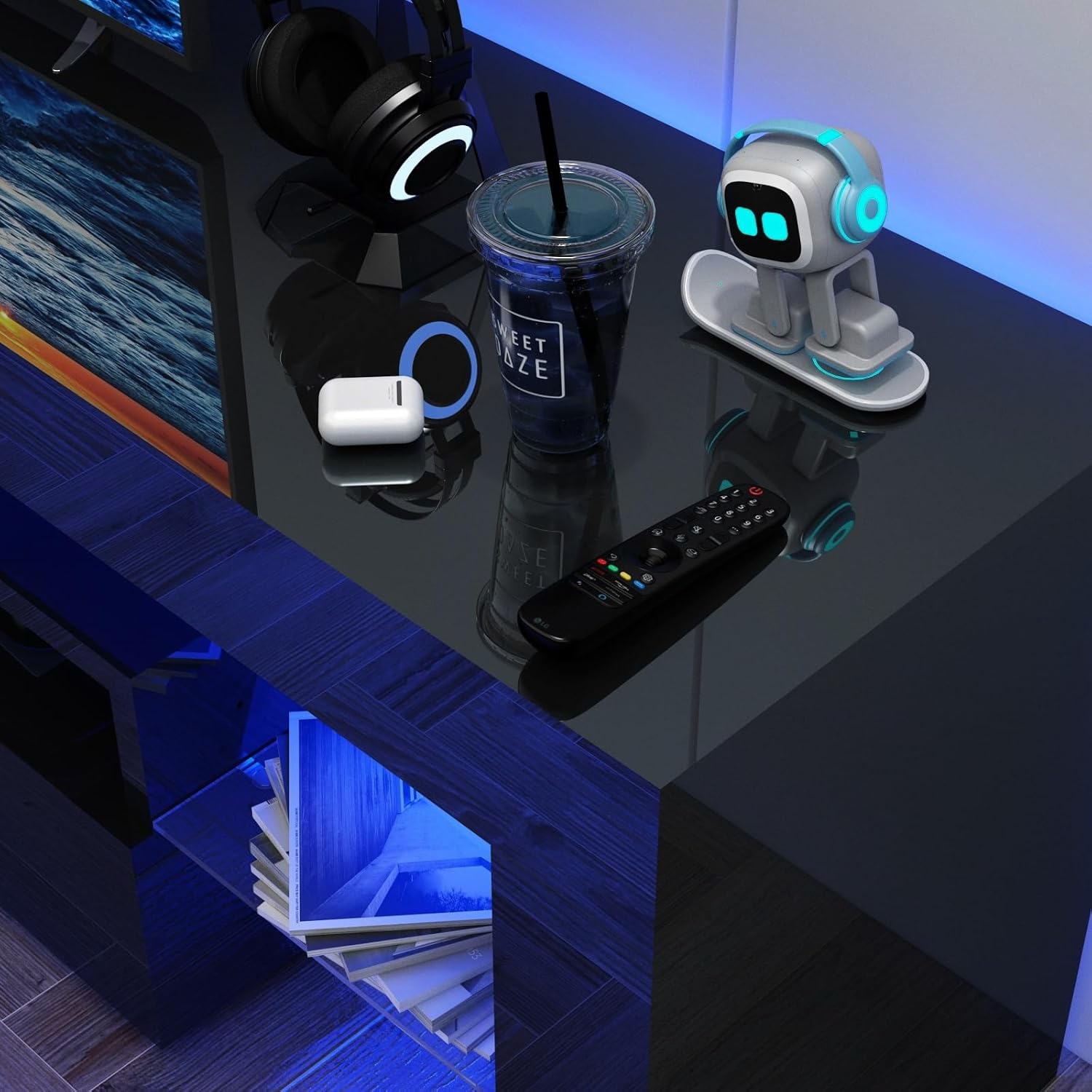 ChVans LED TV Stand for 80/90/100 inch TV, High Glossy Modern Entertainment Center with Drawer and LED Lights