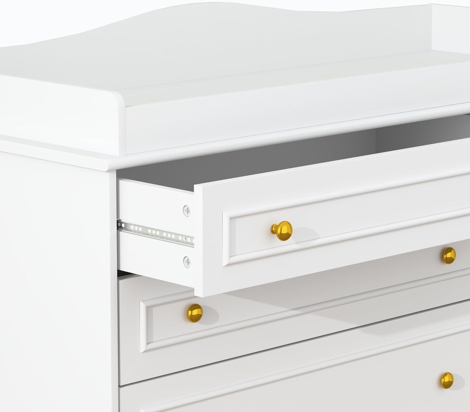 ChVans Changing Table Dresser, Baby Classic Nursery Dresser with 5 Drawers and 2 Shelves, Wood Chest of Drawers Nursery Storage Kids Organizer