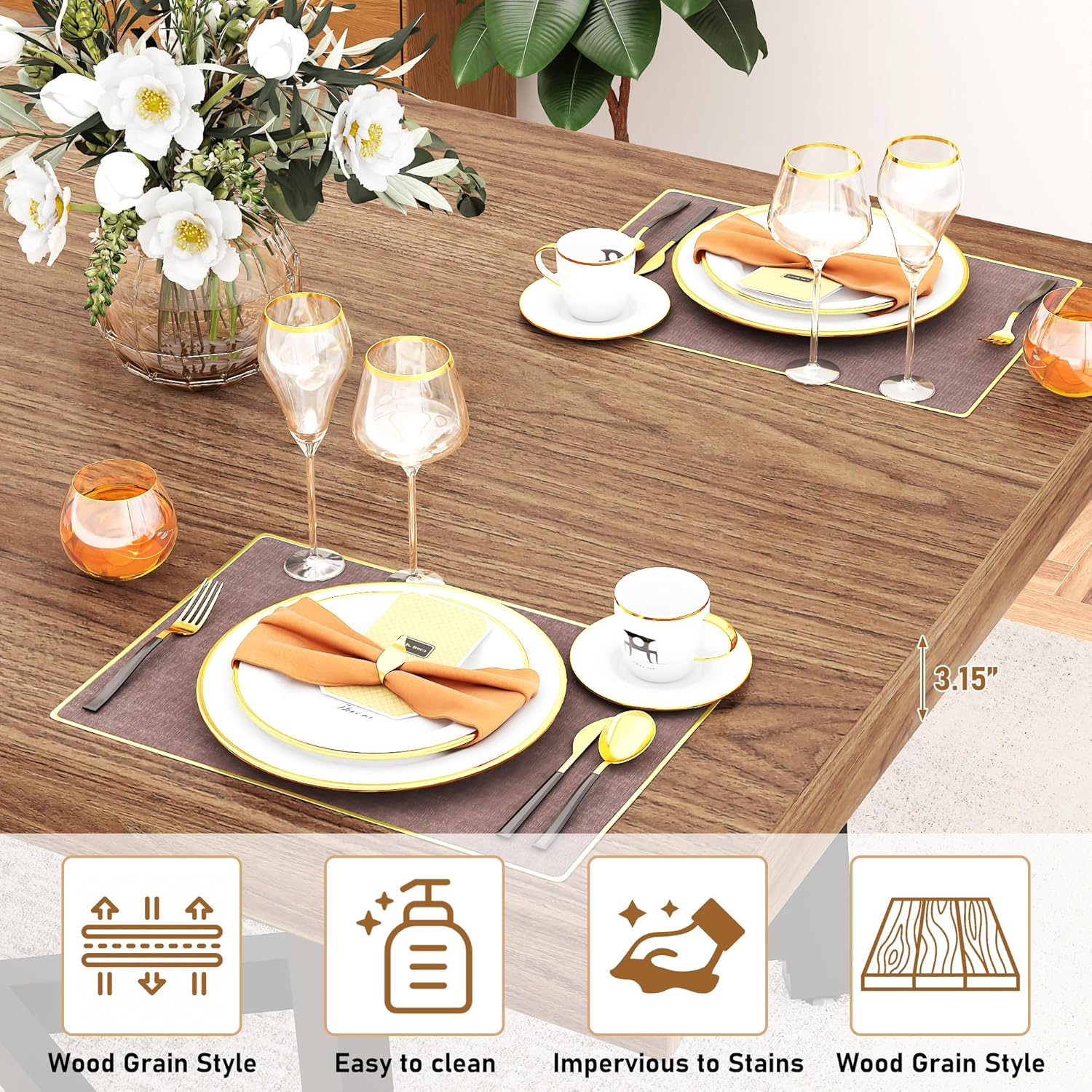 ChVans 71 Inch Farmhouse Dining Table for 4-8 People, Large Kitchen Table with Adjustable Heavy Duty Metal Leg, Rectangular Dining Table for Gathering, Kitchen, Dining Living Room